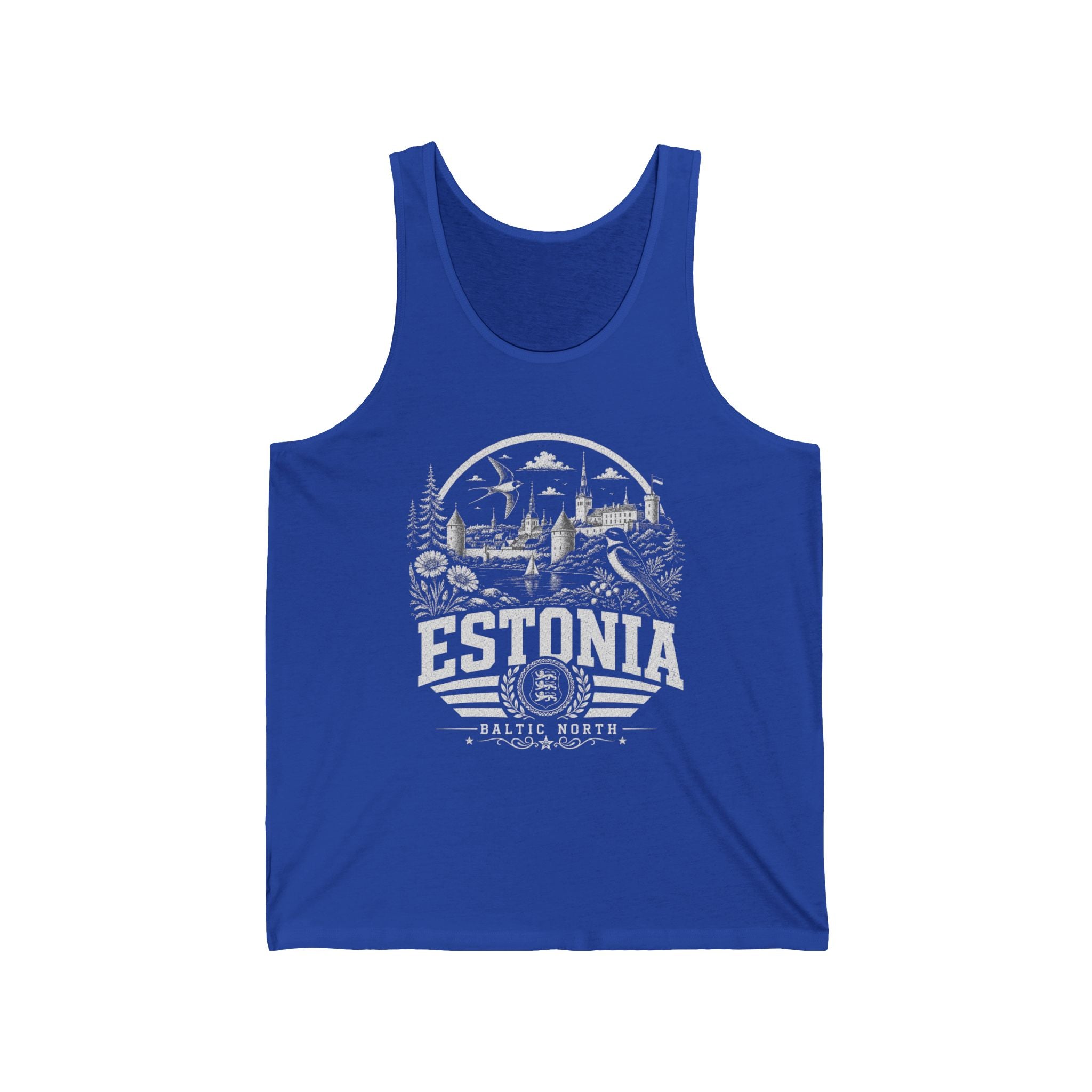 Estonia vintage landmarks men's tank top — iconic landmark design | Nameshi Destinations (view 6)