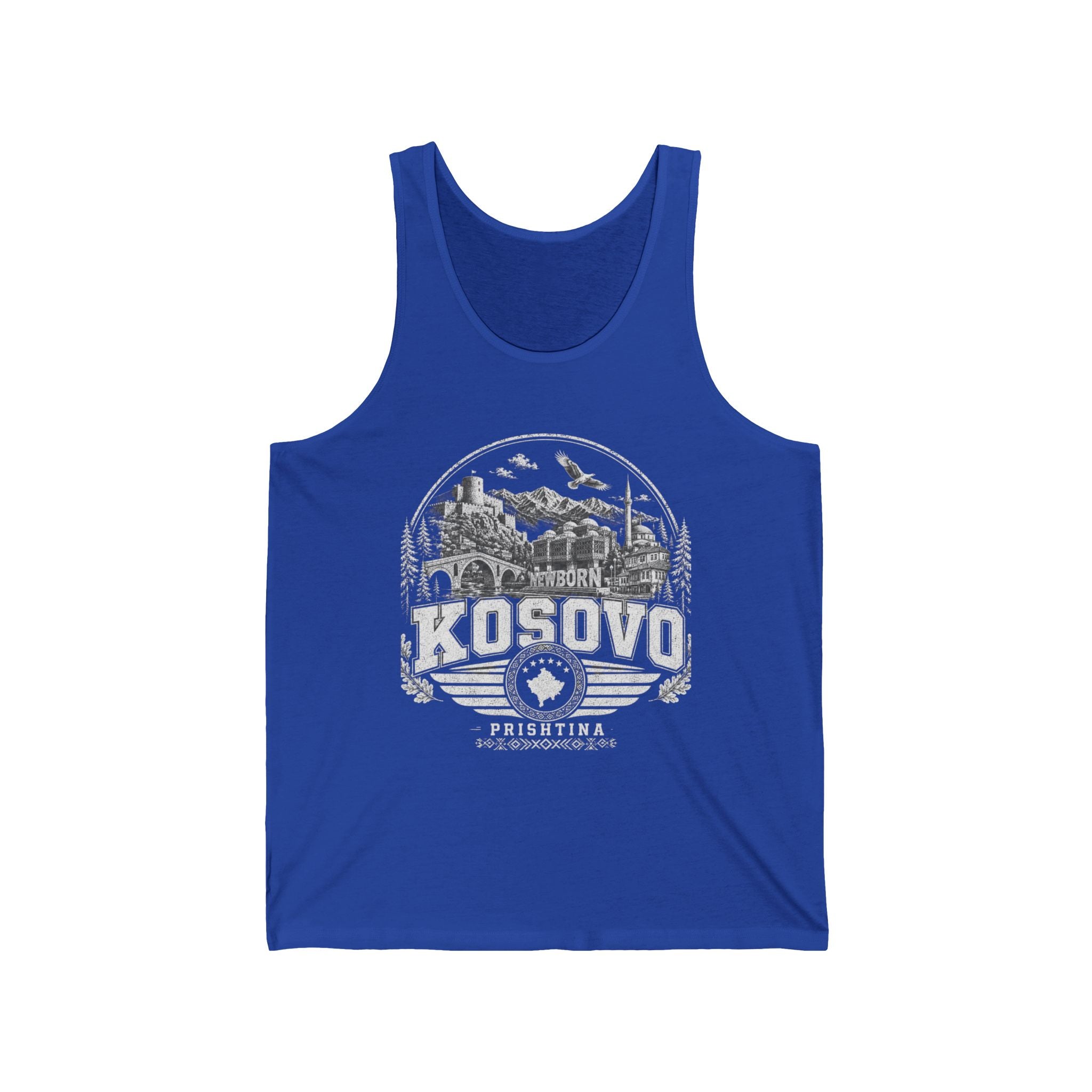 Kosovo vintage landmarks men's tank top — iconic landmark design | Nameshi Destinations (view 22)