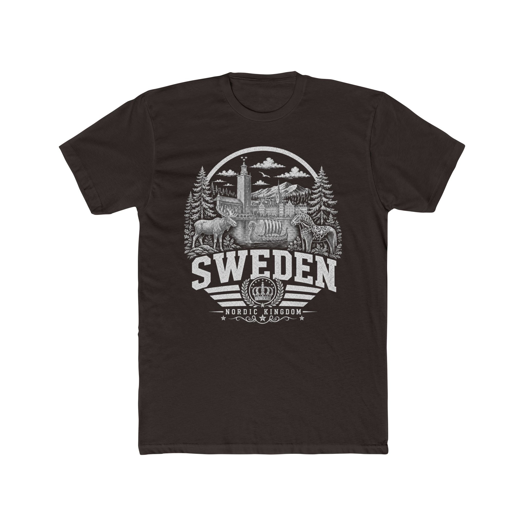 Sweden vintage landmarks men's tee — iconic landmark design | Nameshi Destinations (view 1)