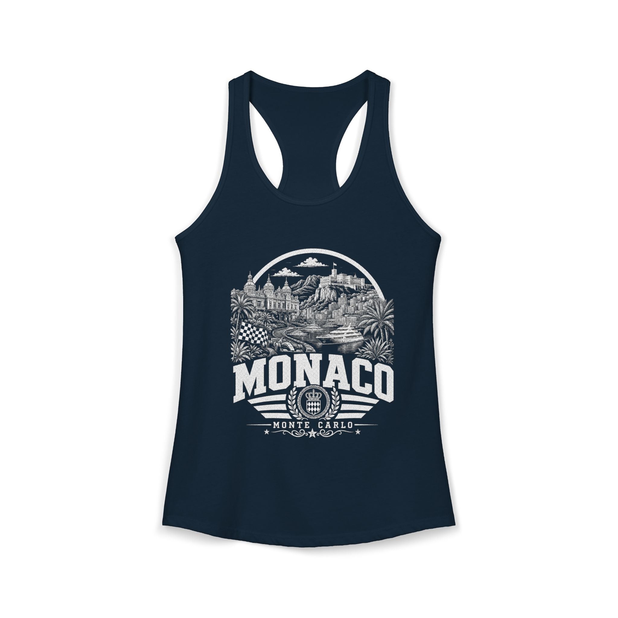 Monaco vintage landmarks tank top — iconic landmark design | Nameshi Destinations (view 11)