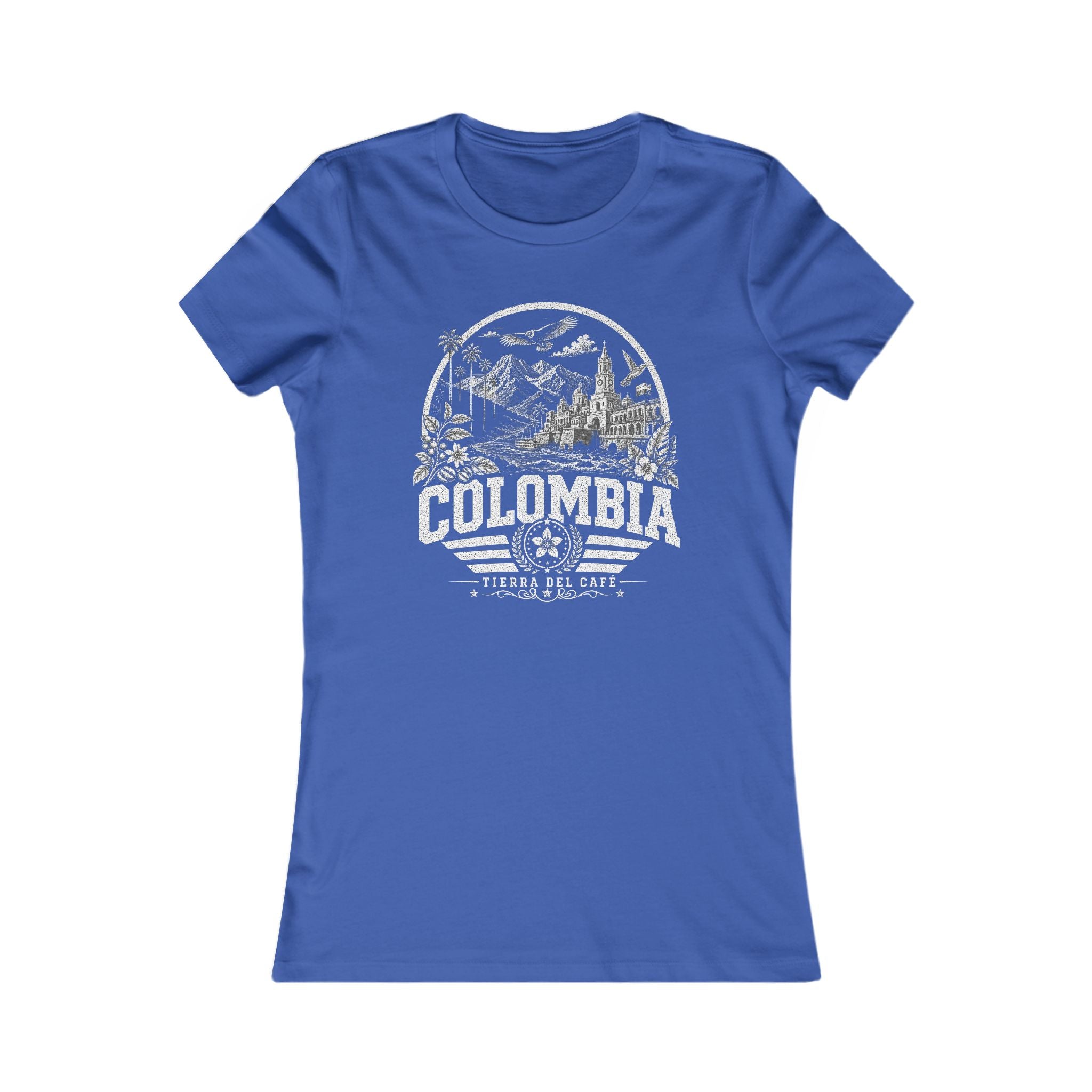 Colombia vintage landmarks women's tee — iconic landmark design | Nameshi Destinations (view 3)