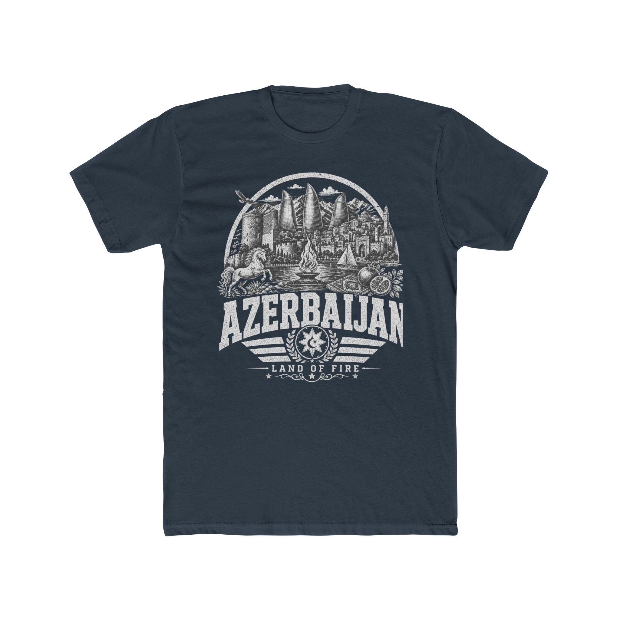 Azerbaijan vintage landmarks men's tee — iconic landmark design | Nameshi Destinations (view 8)
