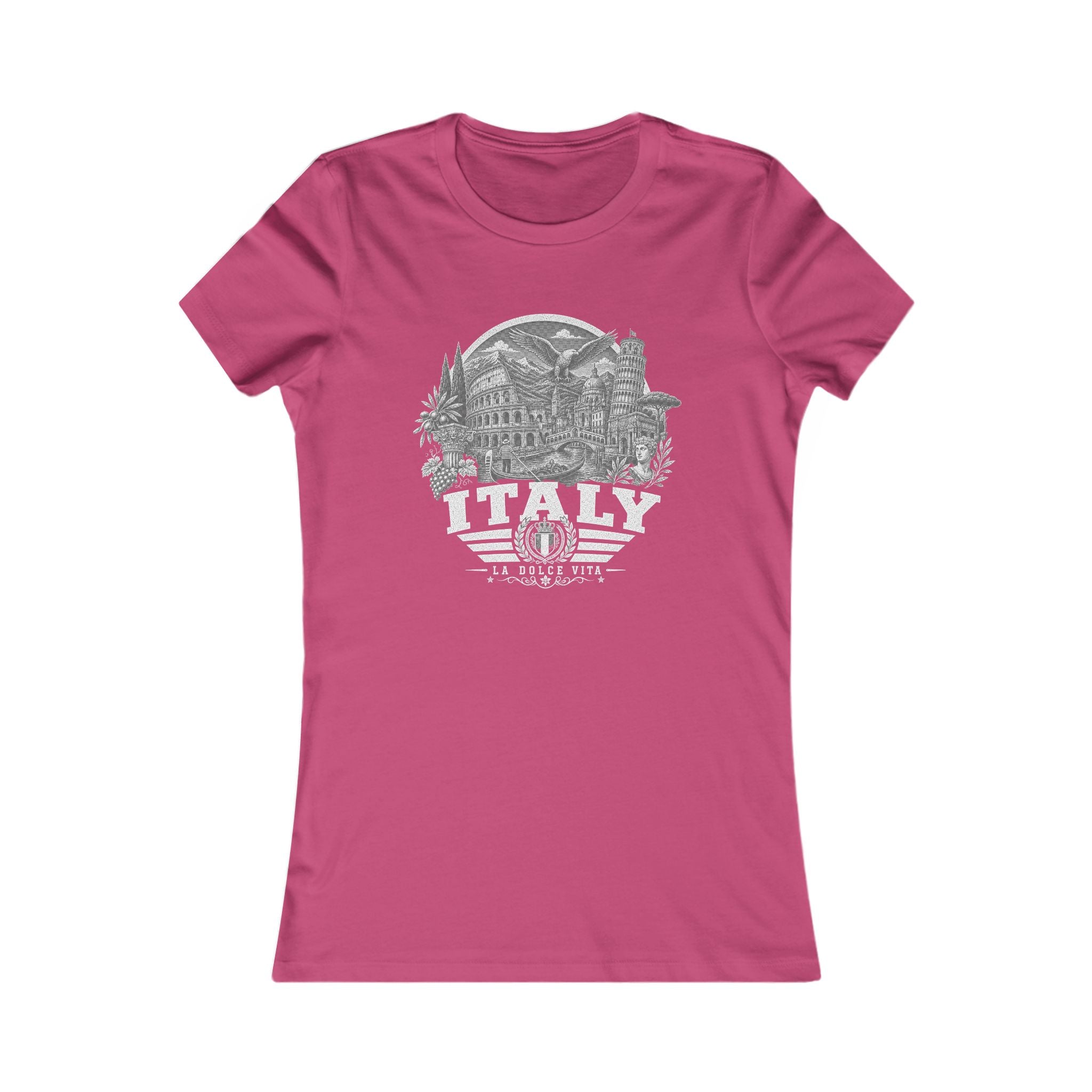 Italy vintage landmarks women's tee — iconic landmark design | Nameshi Destinations (view 2)