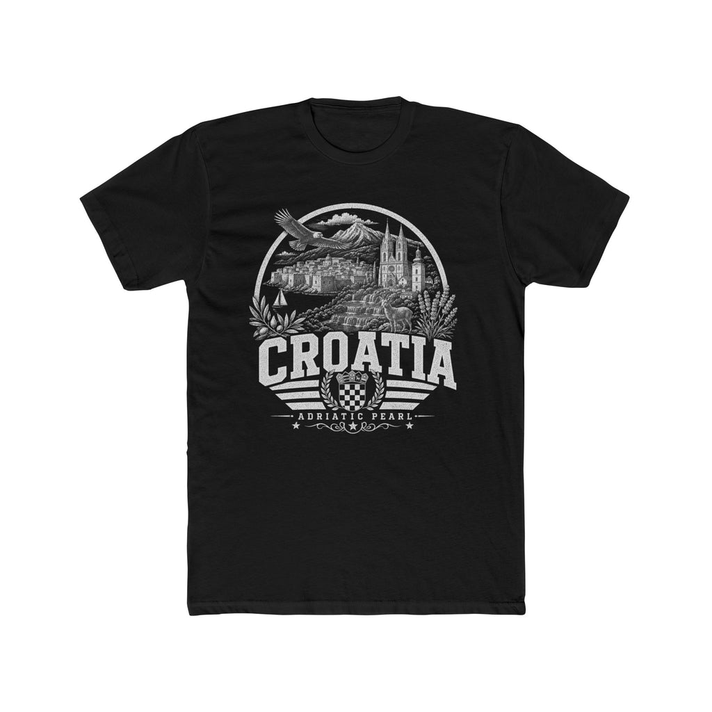 Croatia vintage landmarks men's tee — iconic landmark design | Nameshi Destinations (view 2)