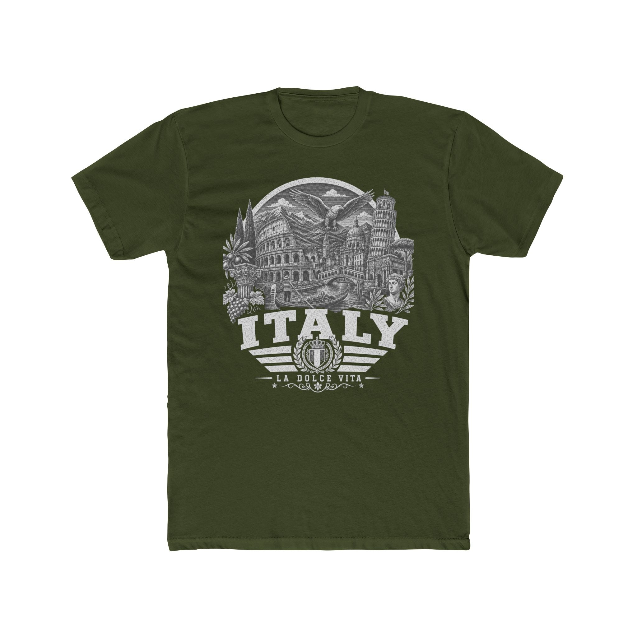 Italy vintage landmarks men's tee — iconic landmark design | Nameshi Destinations (view 4)