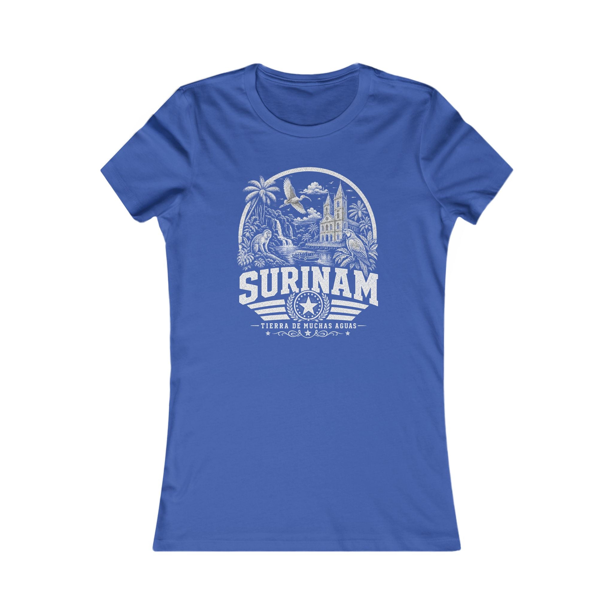Surinam vintage landmarks women's tee — iconic landmark design | Nameshi Destinations (view 3)