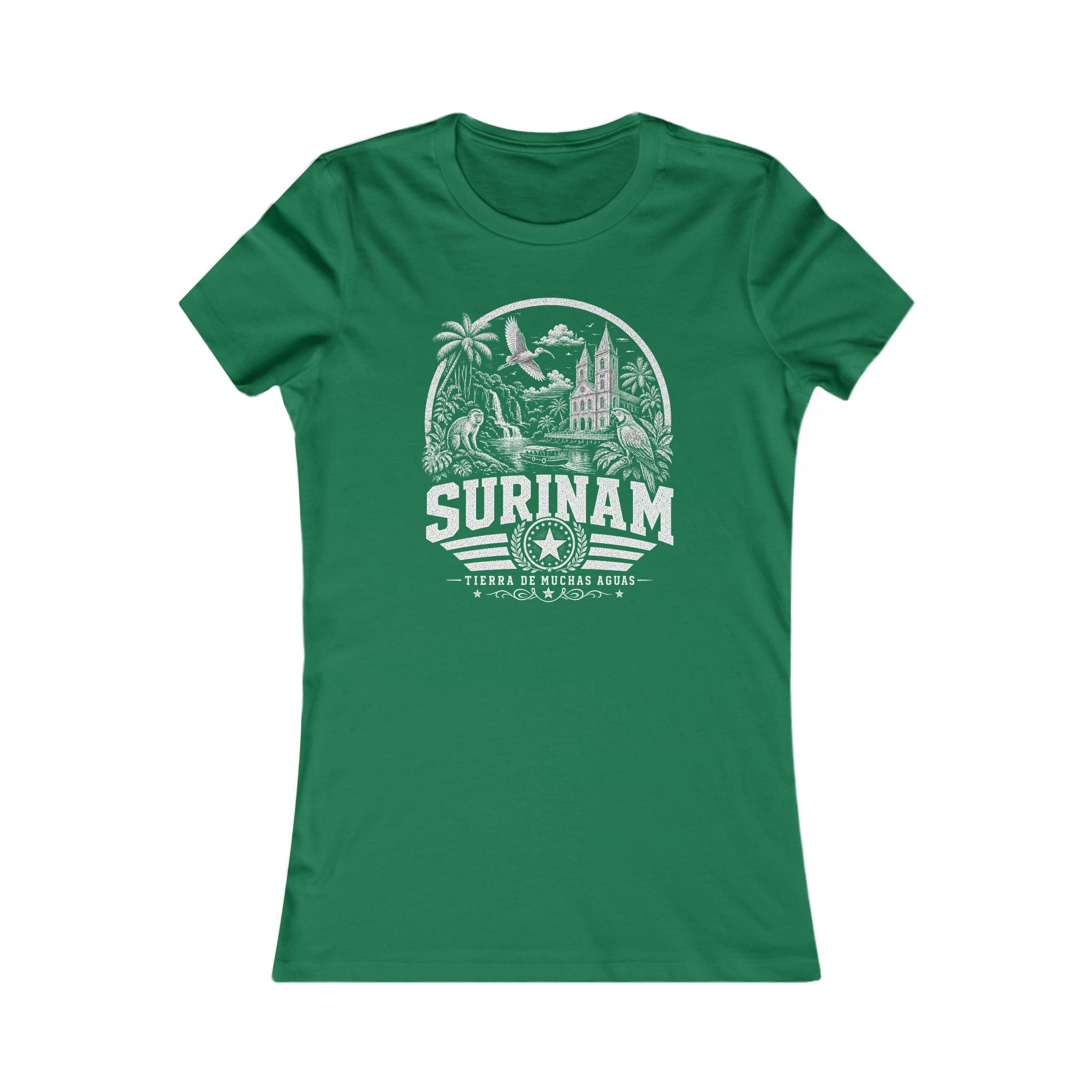 Surinam vintage landmarks women's tee — iconic landmark design | Nameshi Destinations (view 2)