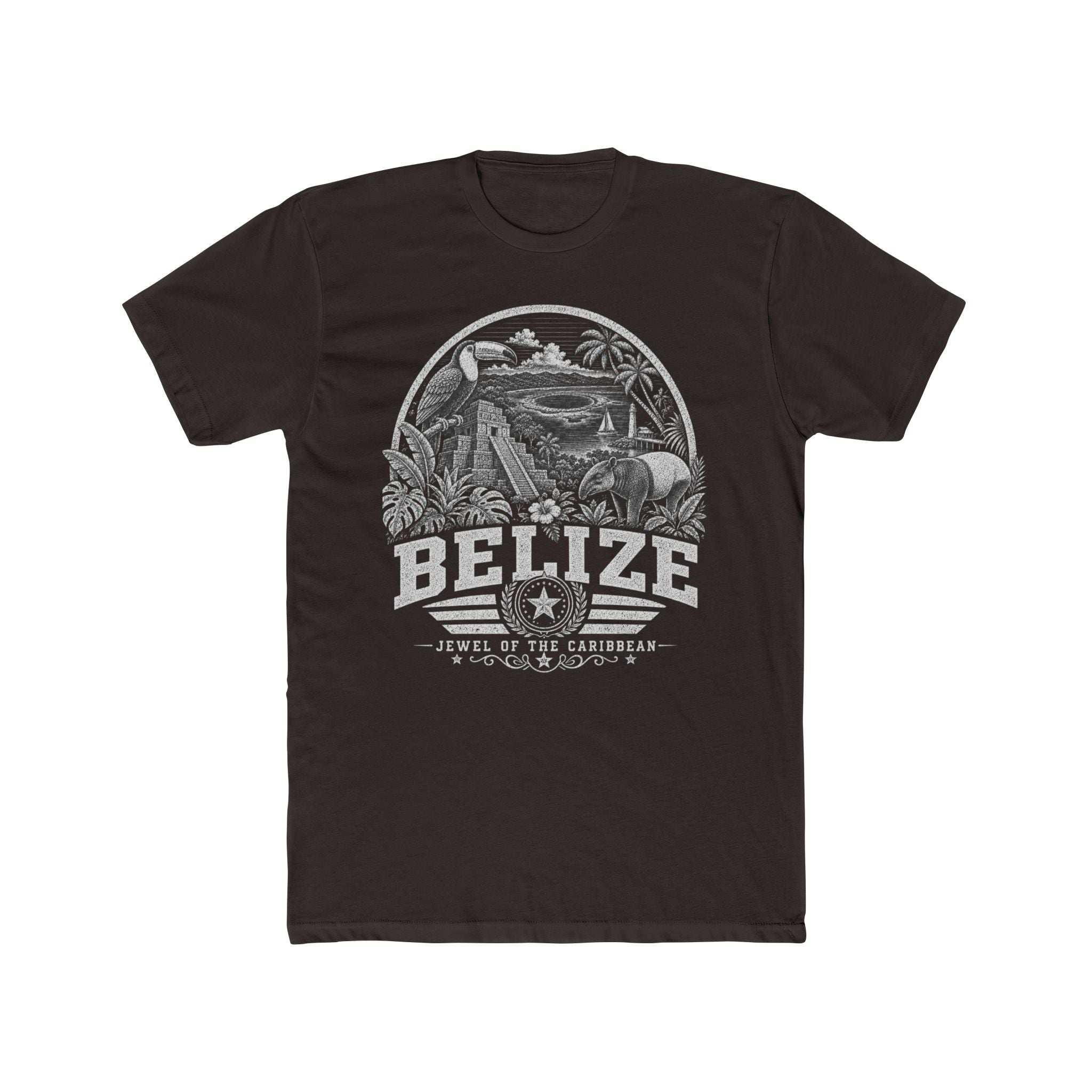 Belize vintage landmarks men's tee — iconic landmark design | Nameshi Destinations (view 1)