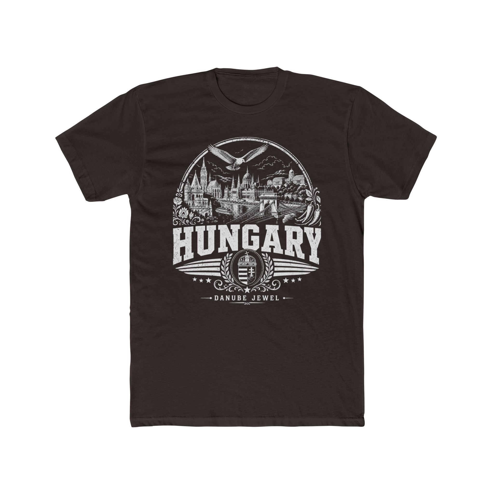 Hungary vintage landmarks men's tee — iconic landmark design | Nameshi Destinations (view 1)