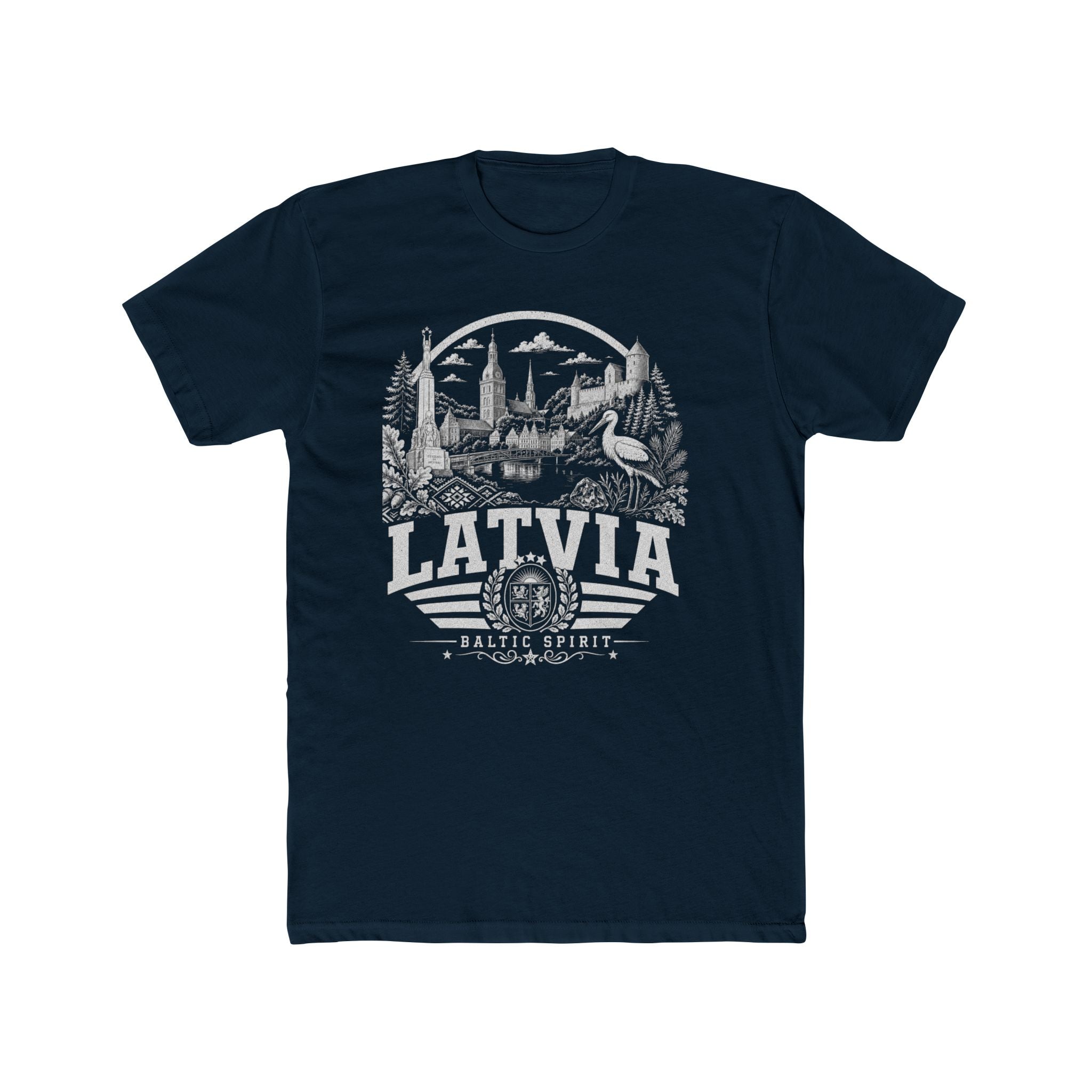 Latvia vintage landmarks men's tee — iconic landmark design | Nameshi Destinations (view 12)