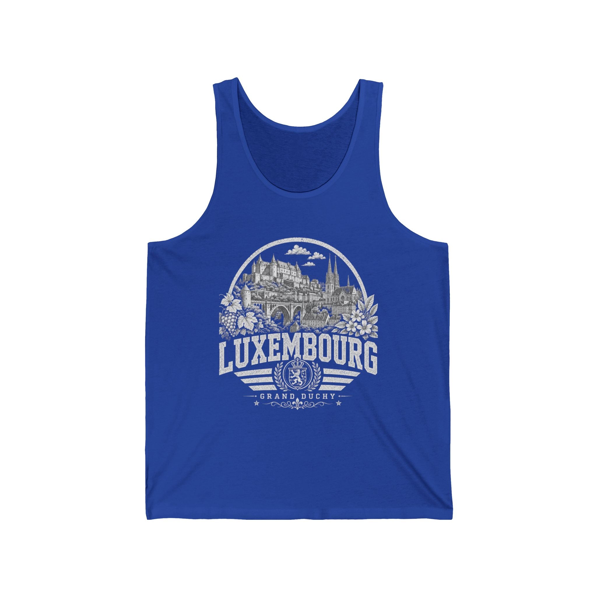 Luxembourg vintage landmarks men's tank top — iconic landmark design | Nameshi Destinations (view 6)