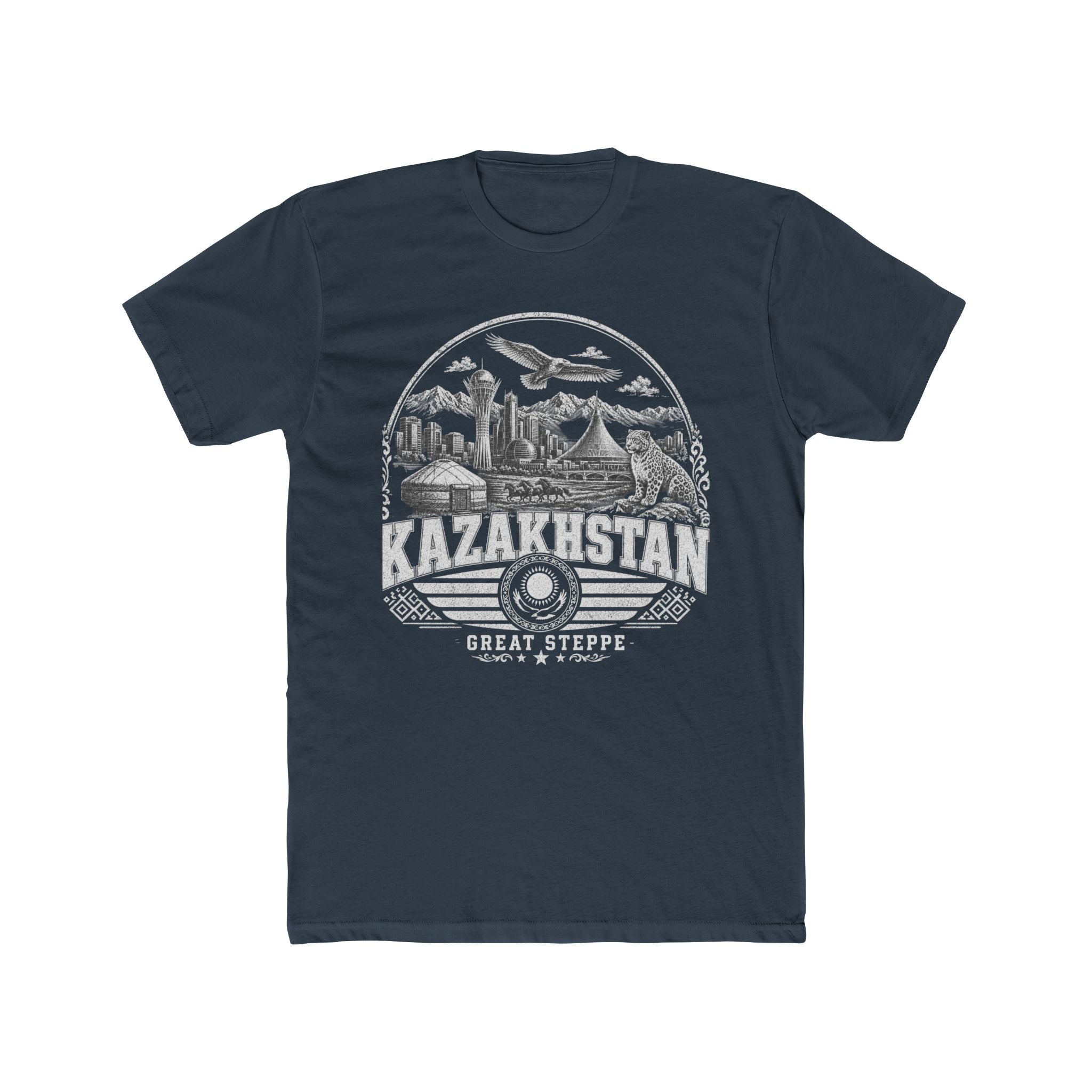 Kazakhstan vintage landmarks men's tee — iconic landmark design | Nameshi Destinations (view 8)