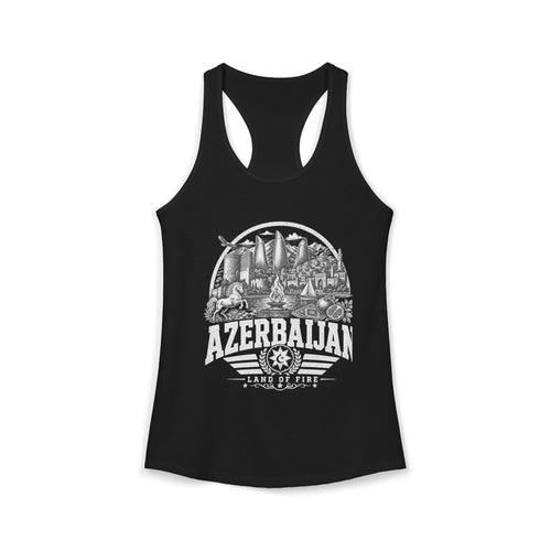 Azerbaijan vintage landmarks tank top — iconic landmark design | Nameshi Destinations (view 2)