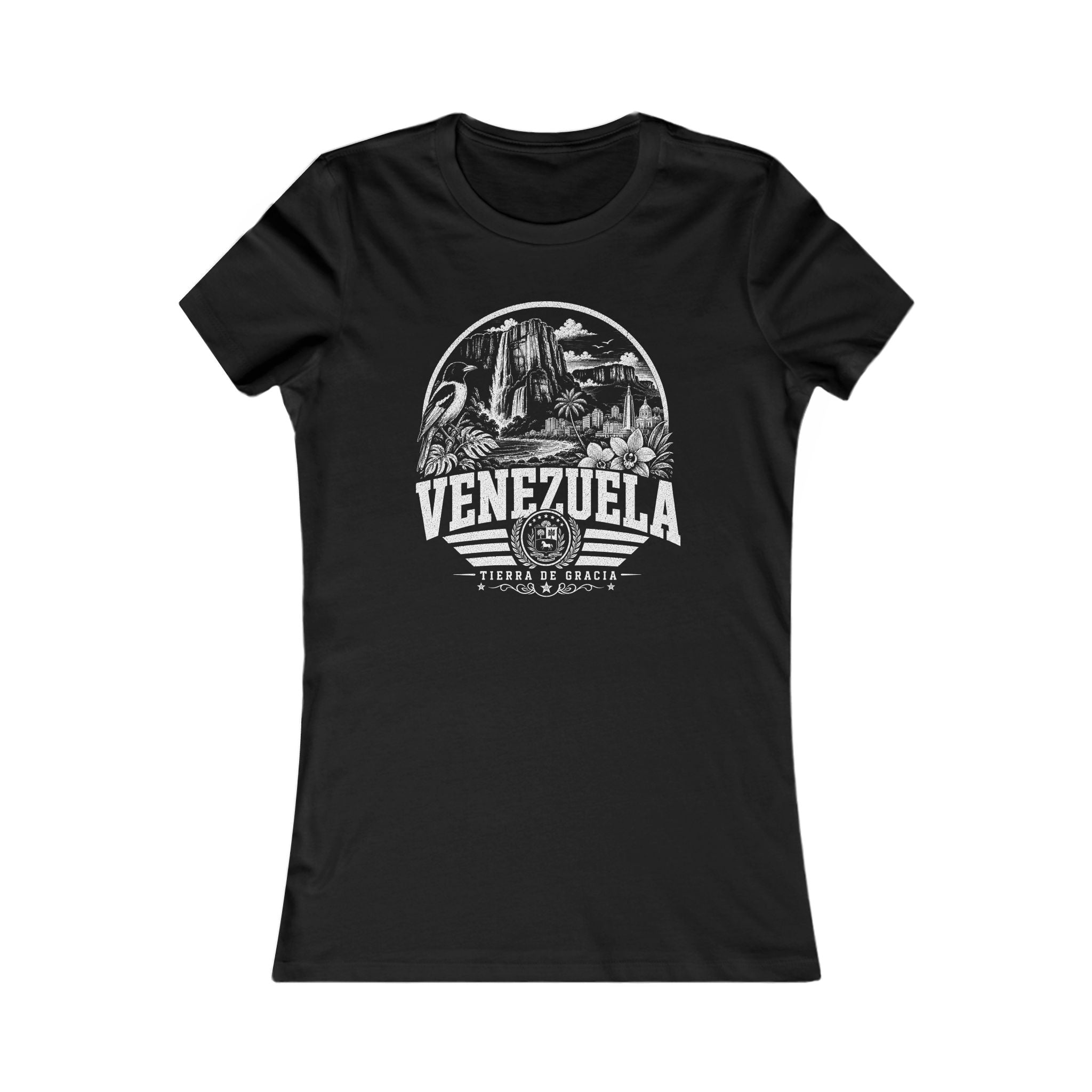 Venezuela vintage landmarks women's tee — iconic landmark design | Nameshi Destinations (view 1)