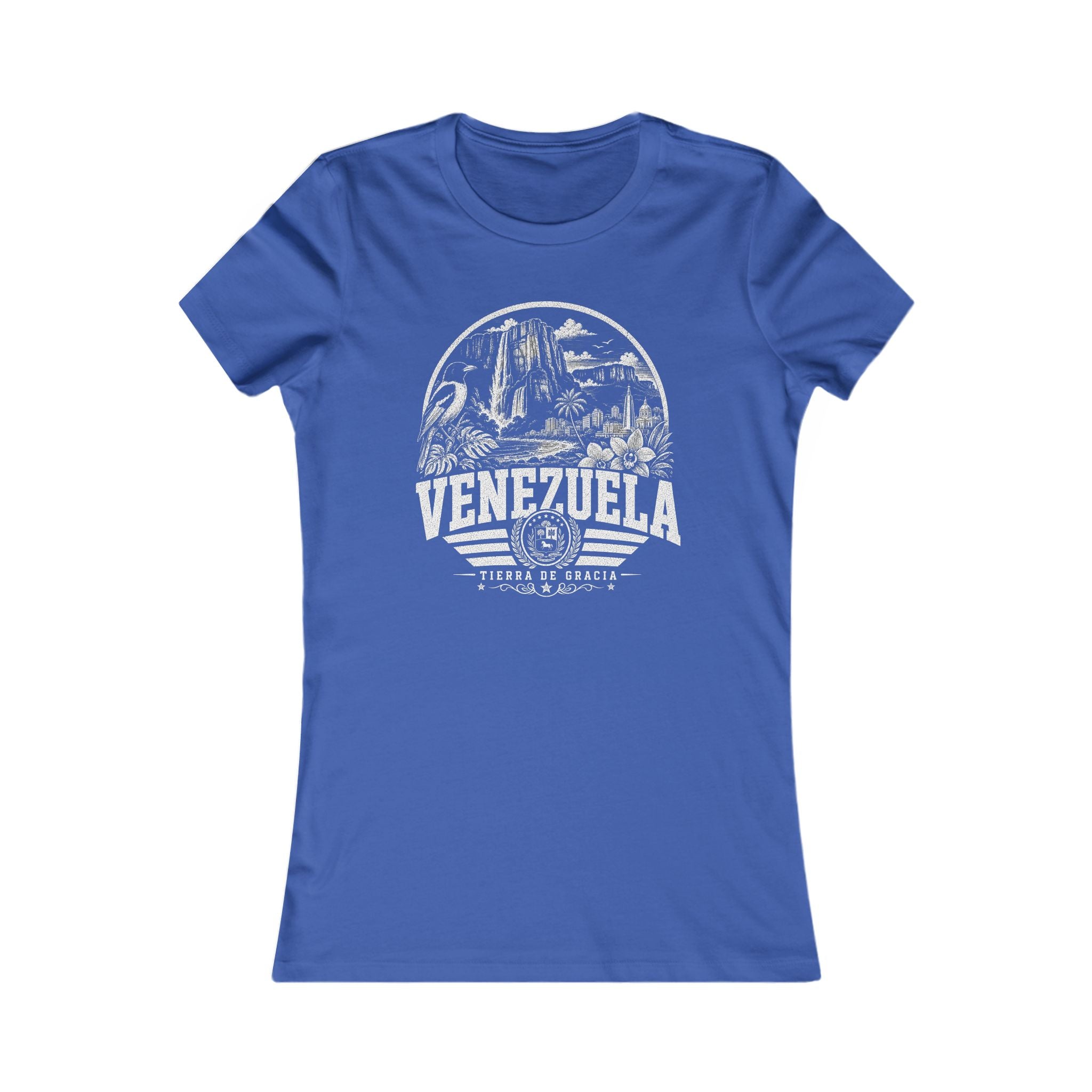 Venezuela vintage landmarks women's tee — iconic landmark design | Nameshi Destinations (view 3)