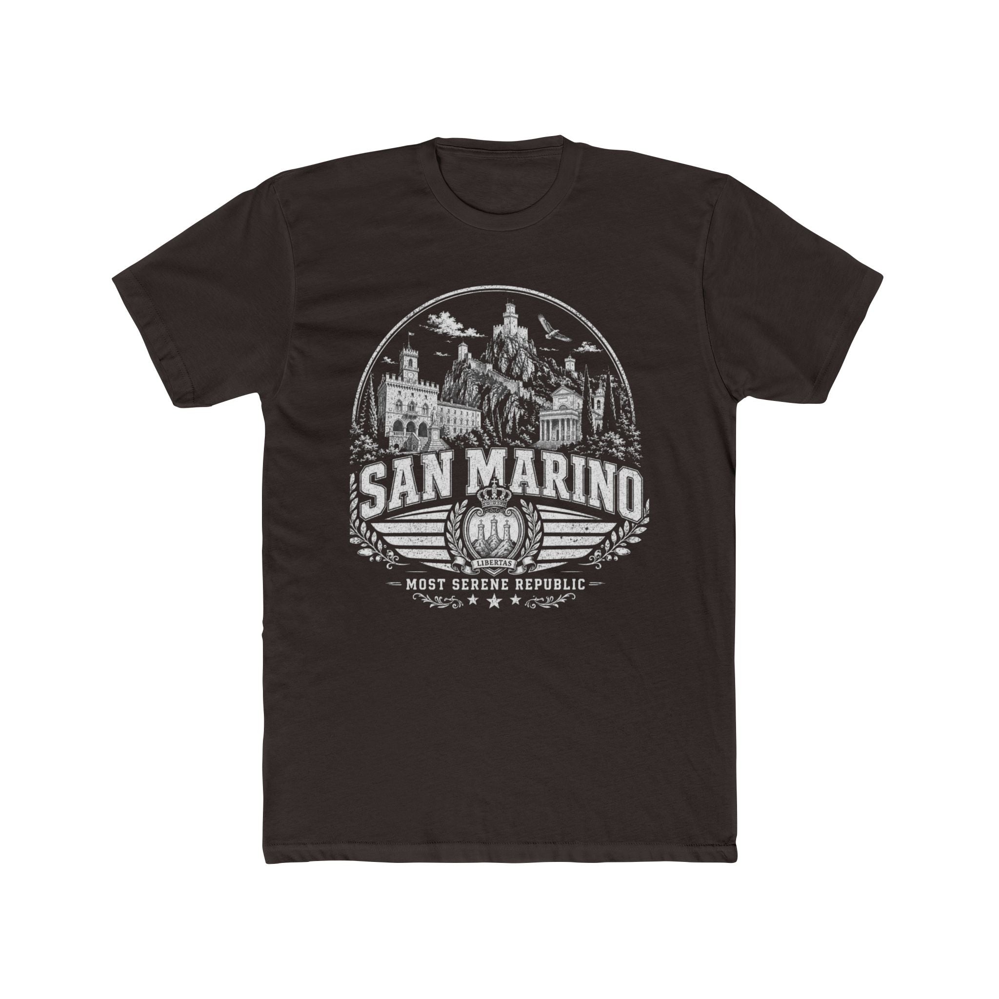 San Marino vintage landmarks men's tee — iconic landmark design | Nameshi Destinations (view 1)