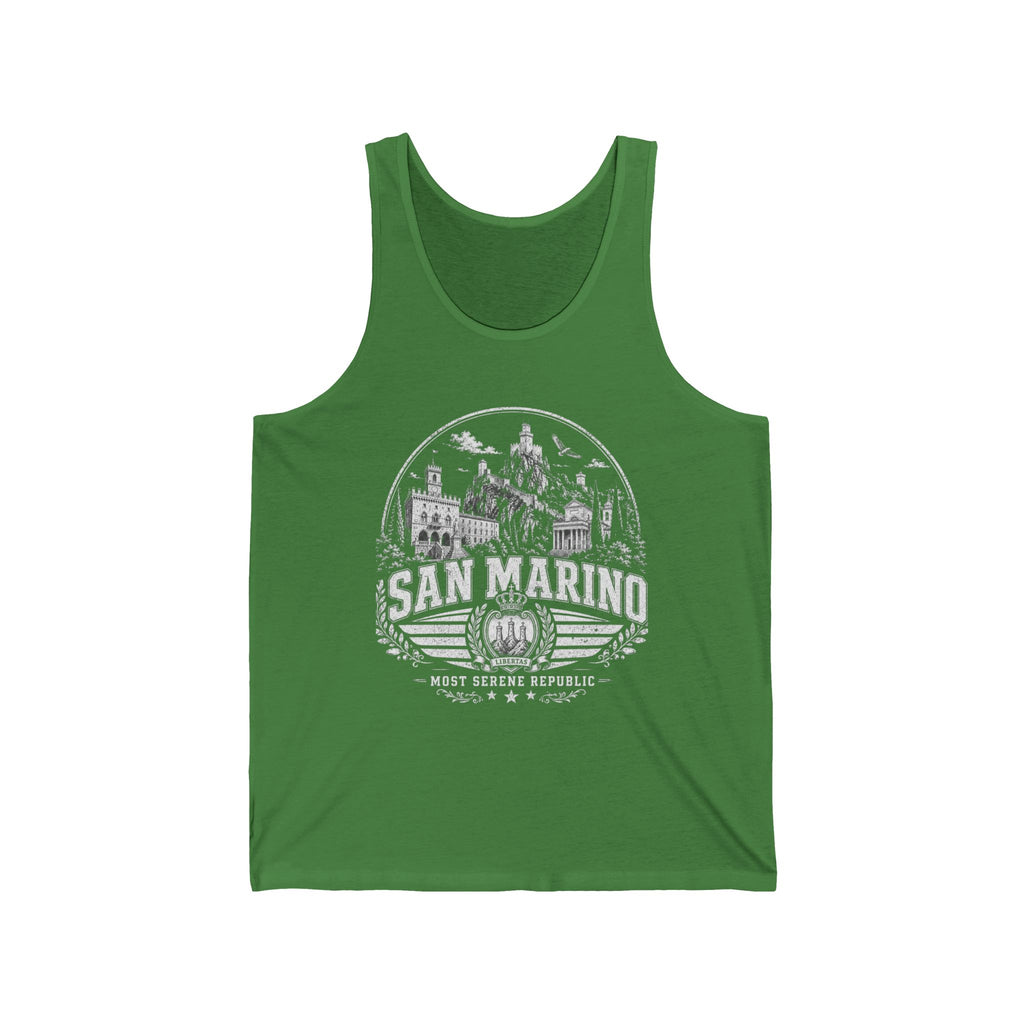 San Marino vintage landmarks men's tank top — iconic landmark design | Nameshi Destinations (view 19)