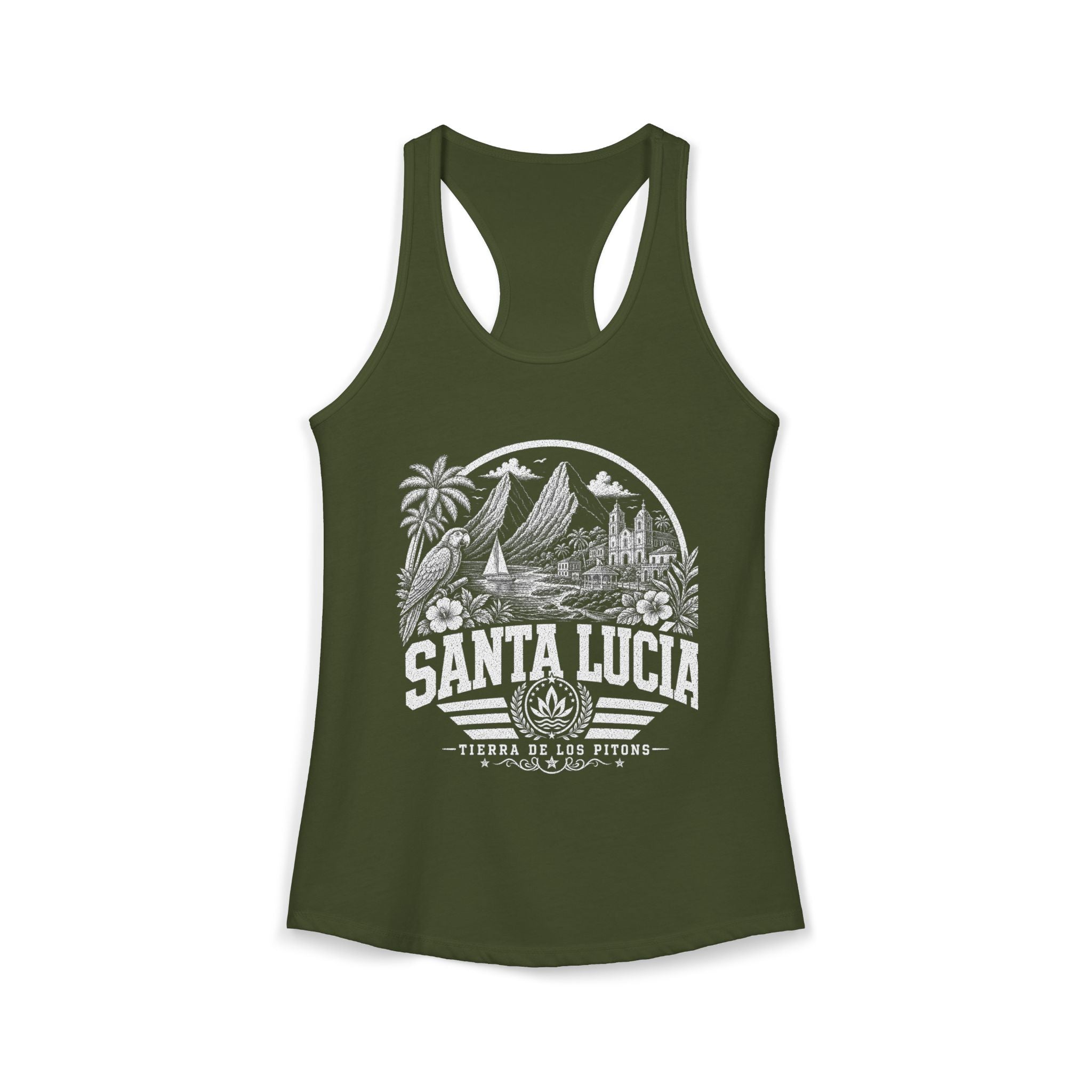 Santa Lucía vintage landmarks tank top — iconic landmark design | Nameshi Destinations (view 5)