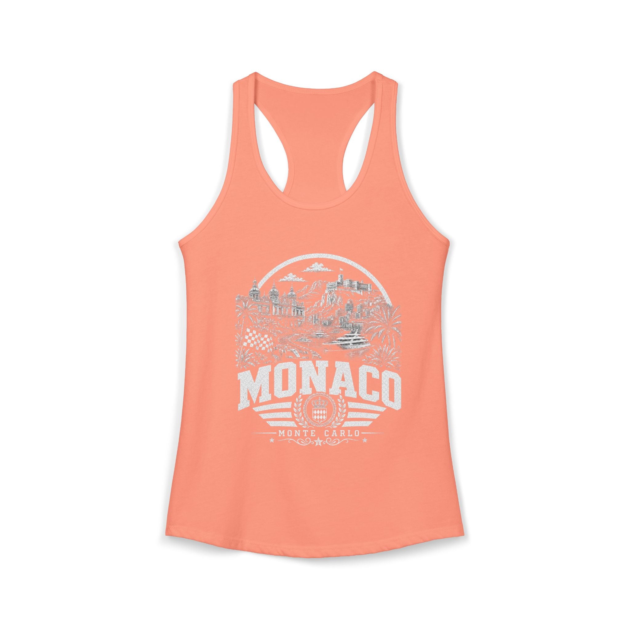 Monaco vintage landmarks tank top — iconic landmark design | Nameshi Destinations (view 1)