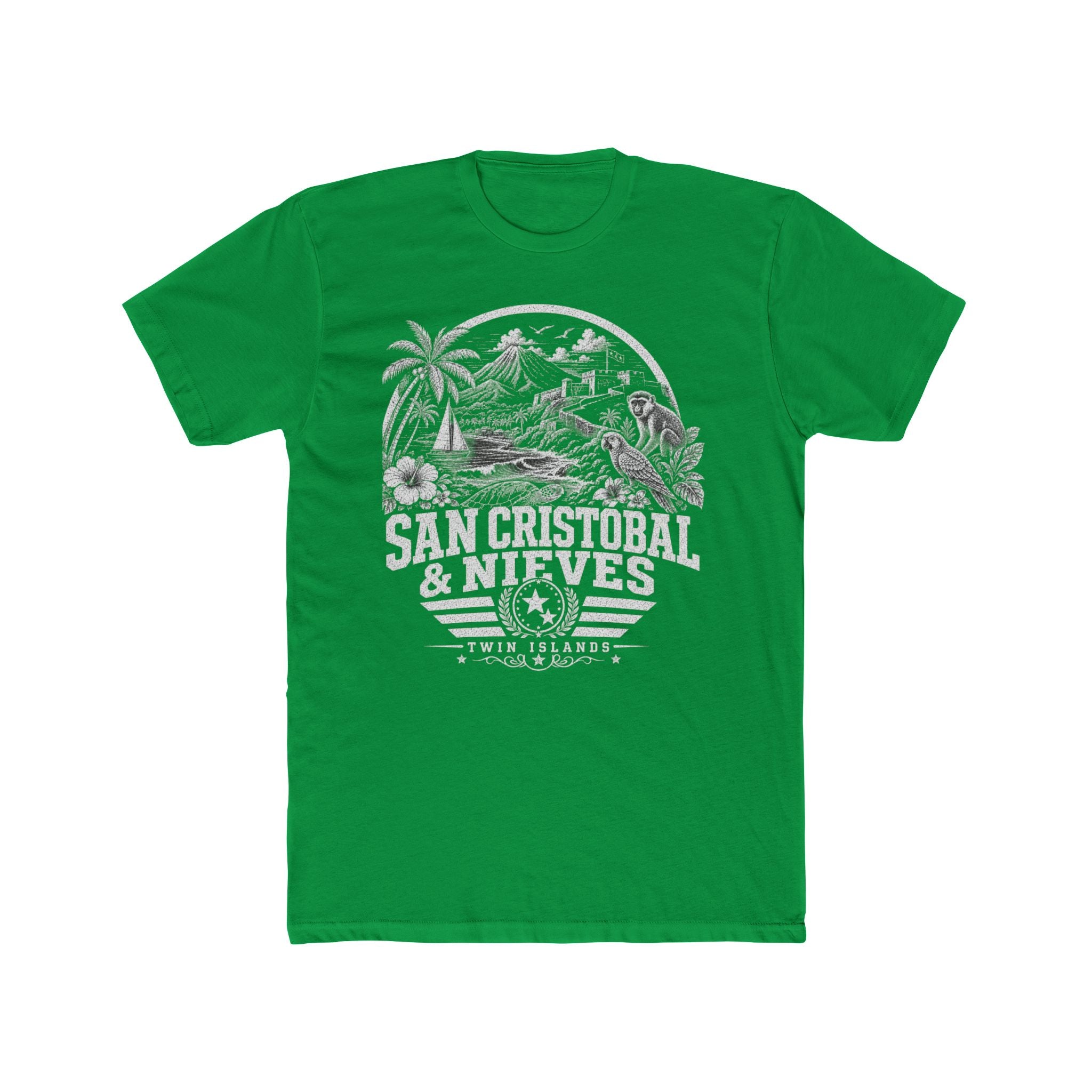 San Cristóbal y Nieves vintage landmarks men's tee — iconic landmark design | Nameshi Destinations (view 6)
