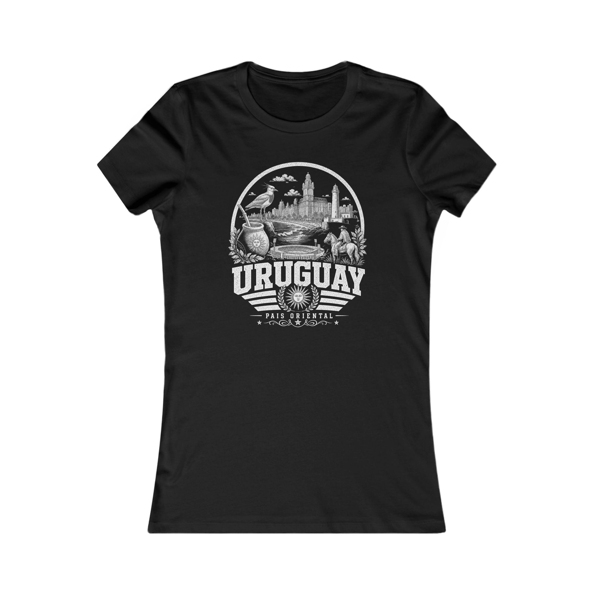 Uruguay vintage landmarks women's tee — iconic landmark design | Nameshi Destinations (view 1)