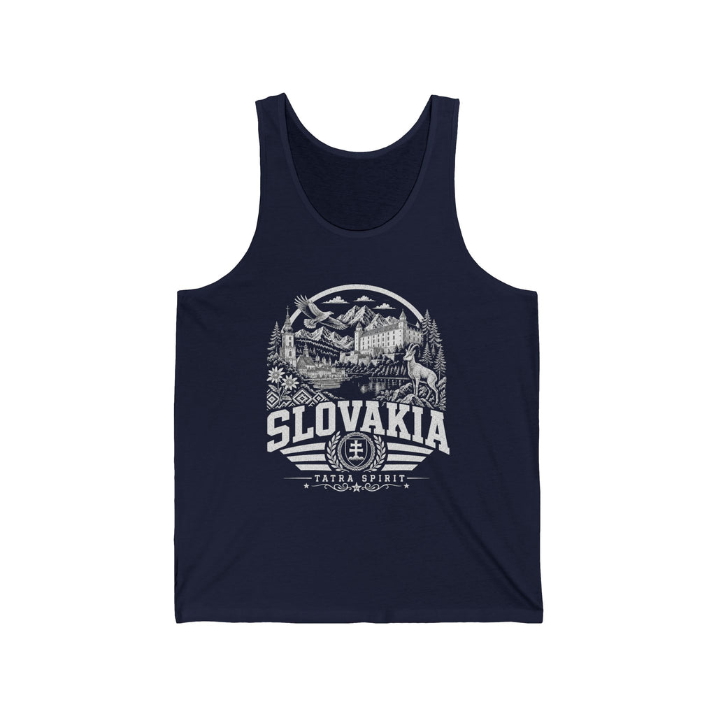 Slovakia vintage landmarks men's tank top — iconic landmark design | Nameshi Destinations (view 23)