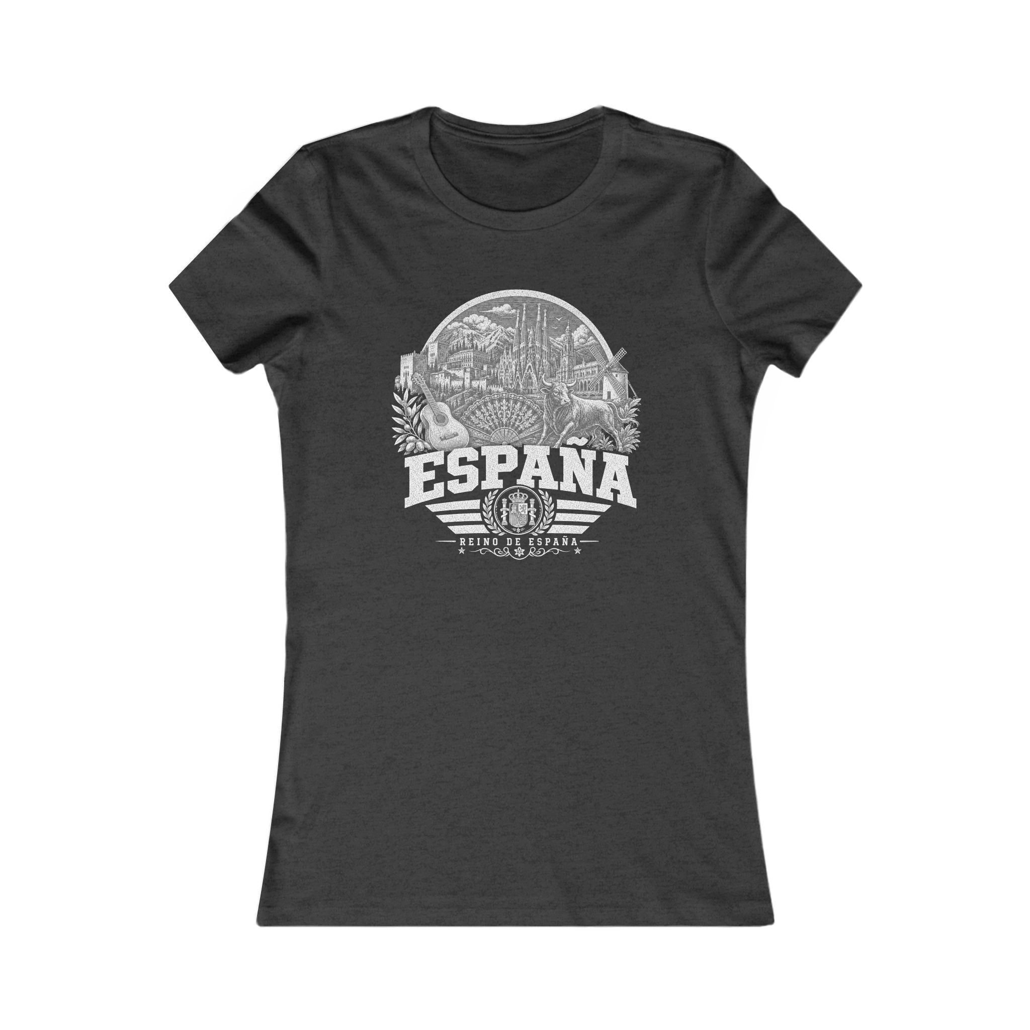 España vintage landmarks women's tee — iconic landmark design | Nameshi Destinations (view 4)