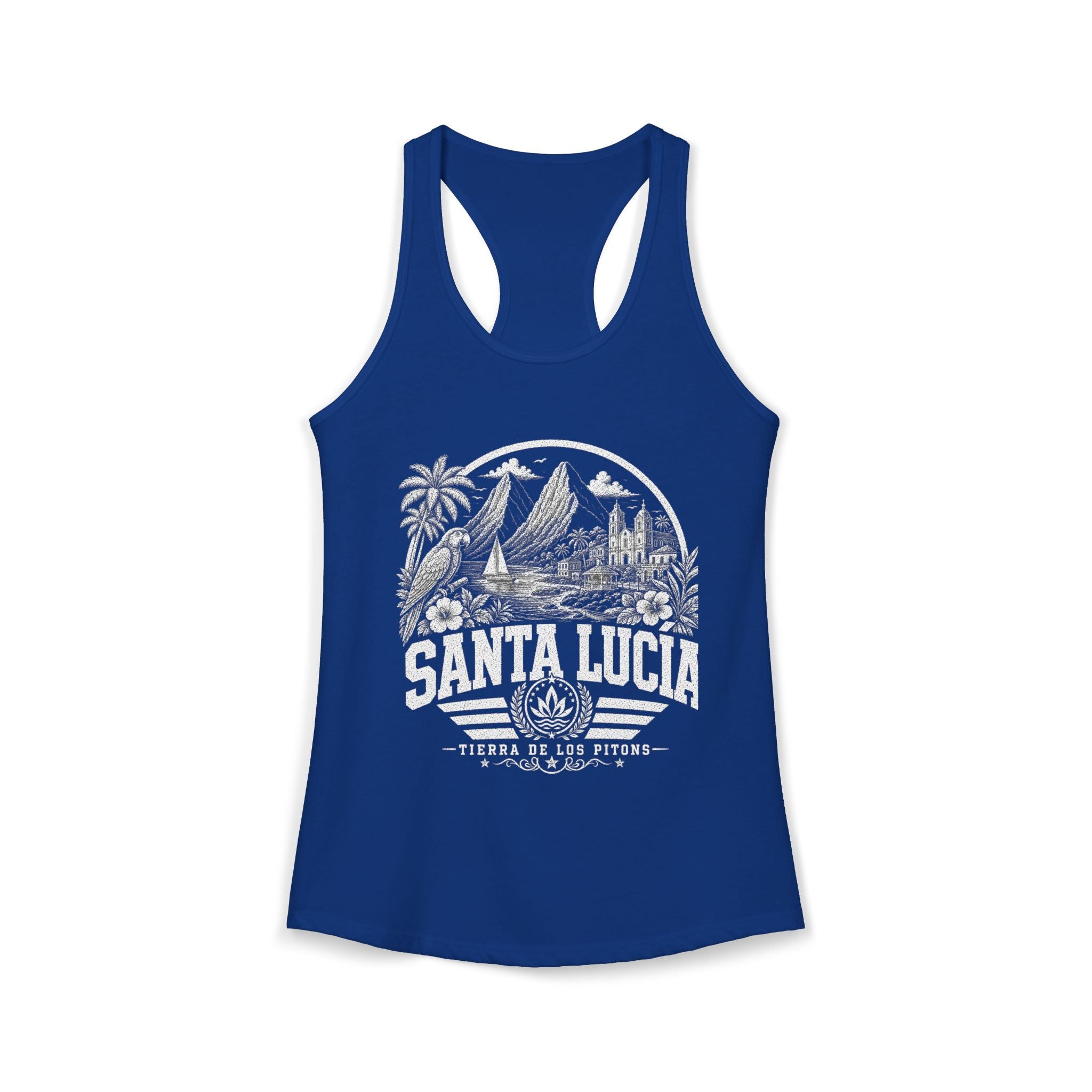 Santa Lucía vintage landmarks tank top — iconic landmark design | Nameshi Destinations (view 10)