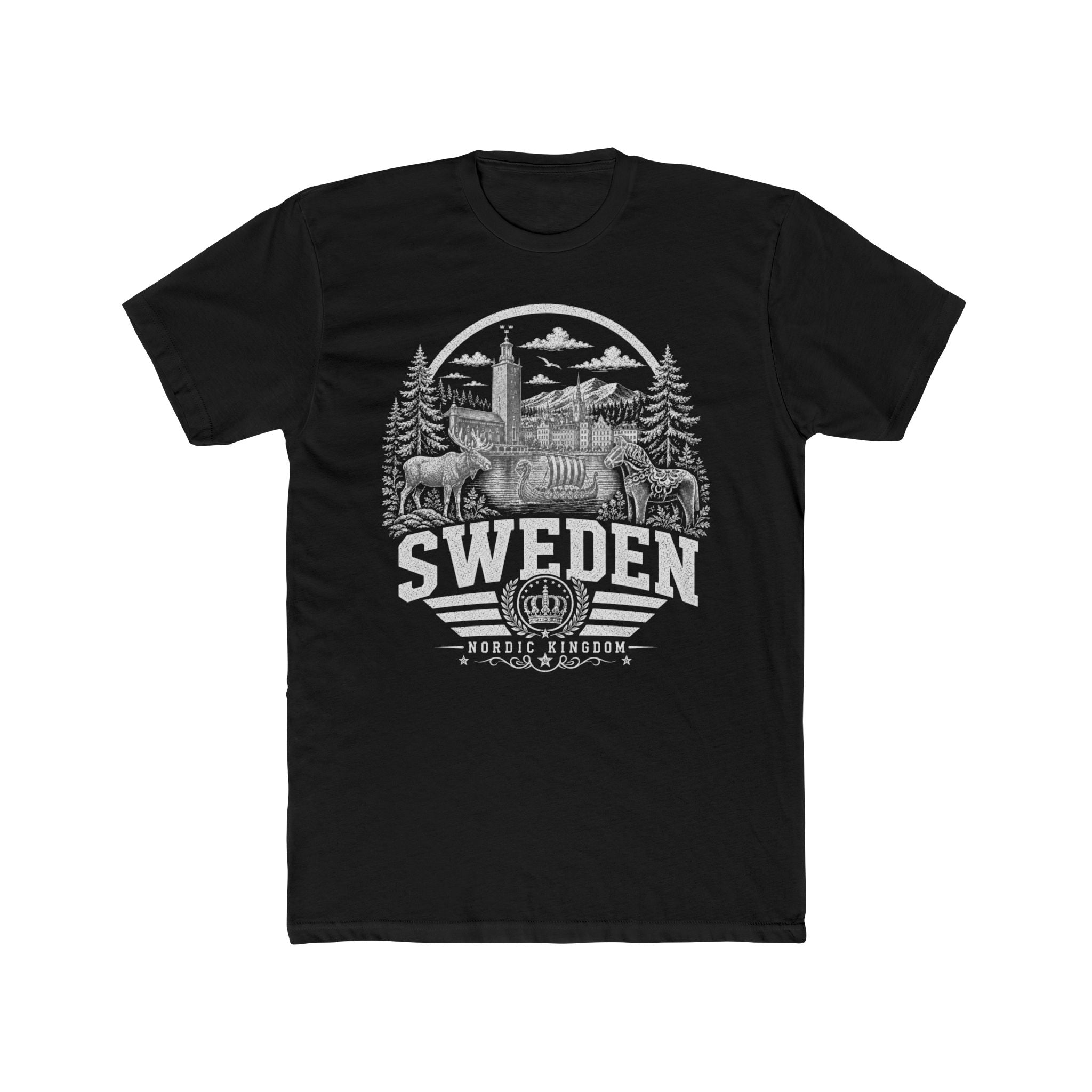 Sweden vintage landmarks men's tee — iconic landmark design | Nameshi Destinations (view 2)