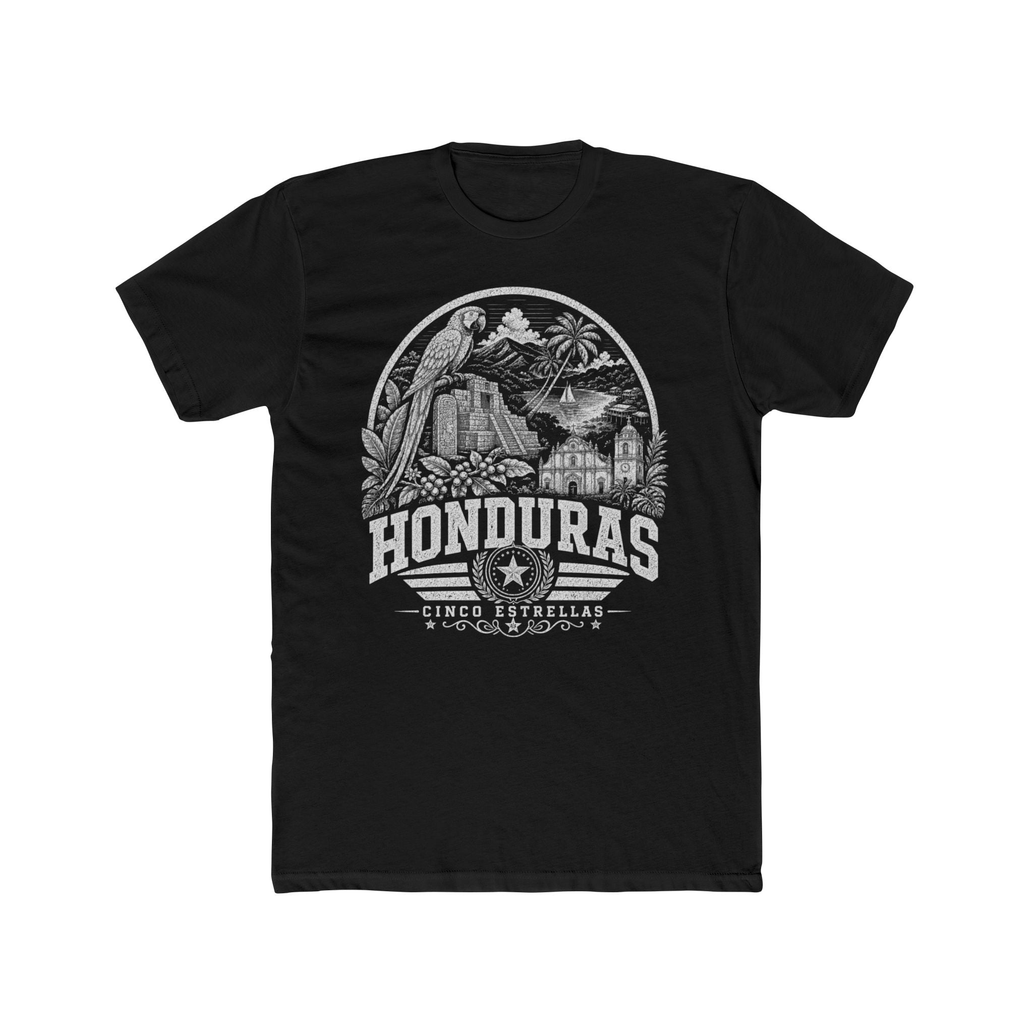 Honduras vintage landmarks men's tee — iconic landmark design | Nameshi Destinations (view 2)