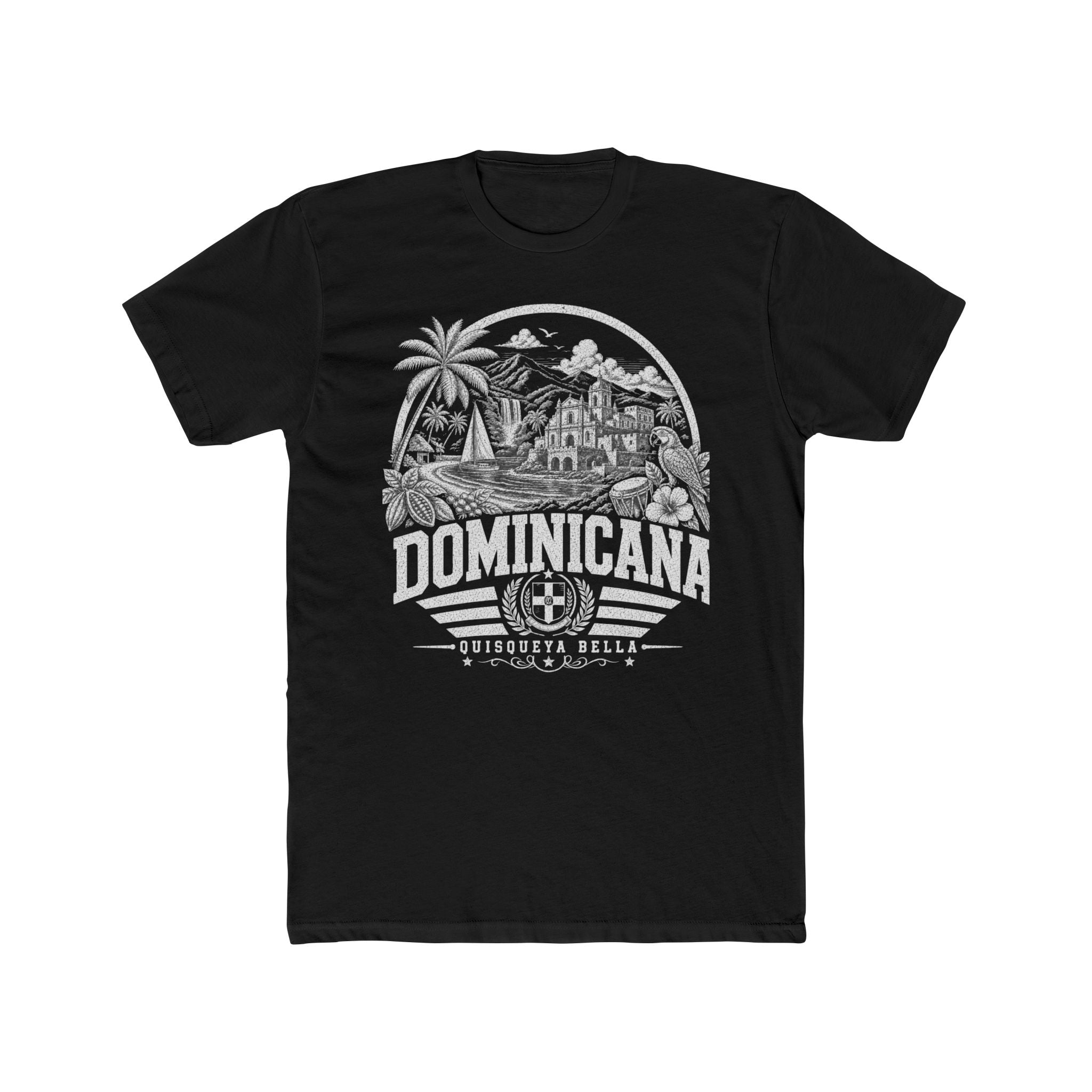 República Dominicana vintage landmarks men's tee — iconic landmark design | Nameshi Destinations (view 2)