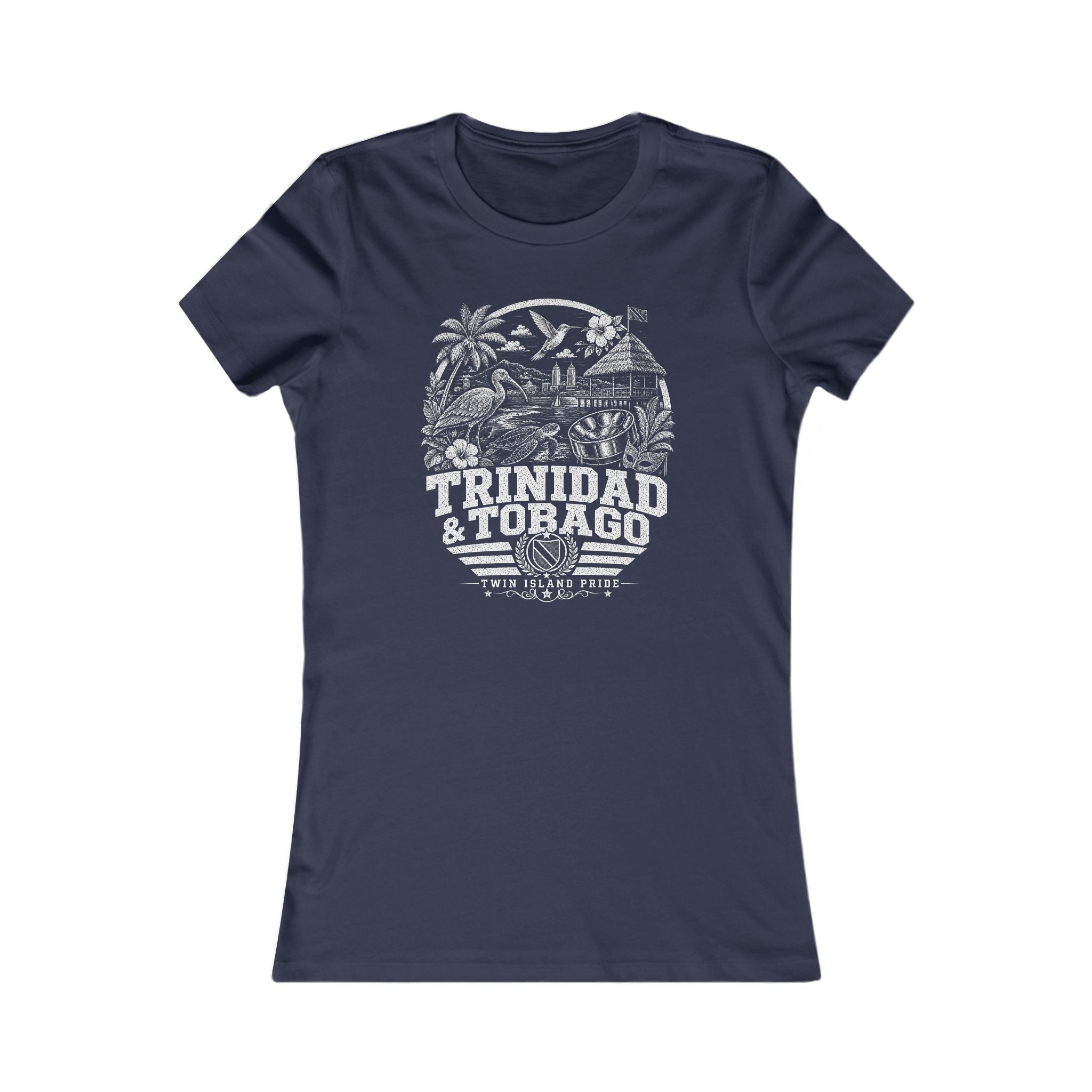 Trinidad y Tobago vintage landmarks women's tee — iconic landmark design | Nameshi Destinations (view 5)