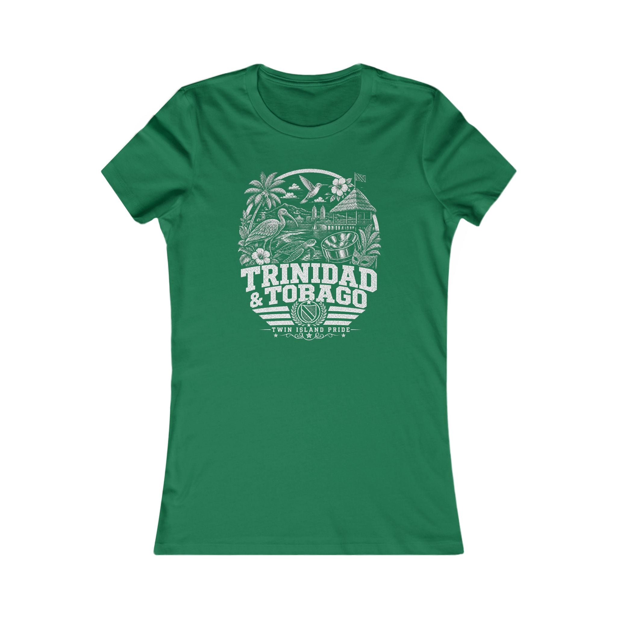 Trinidad y Tobago vintage landmarks women's tee — iconic landmark design | Nameshi Destinations (view 2)