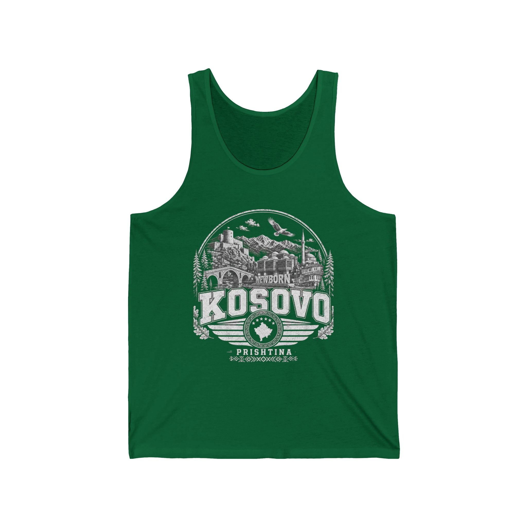 Kosovo vintage landmarks men's tank top — iconic landmark design | Nameshi Destinations (view 20)