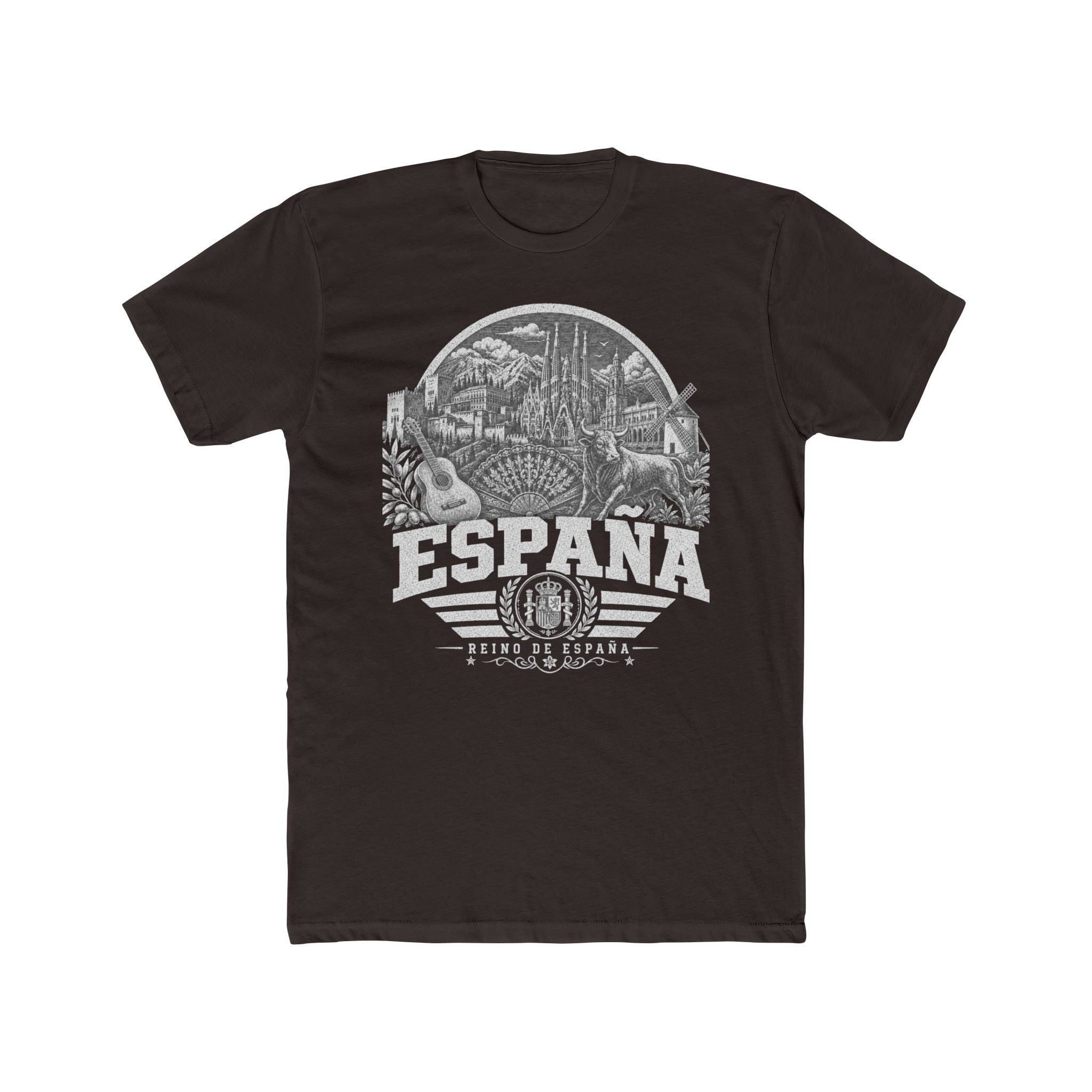 España vintage landmarks men's tee — iconic landmark design | Nameshi Destinations (view 1)