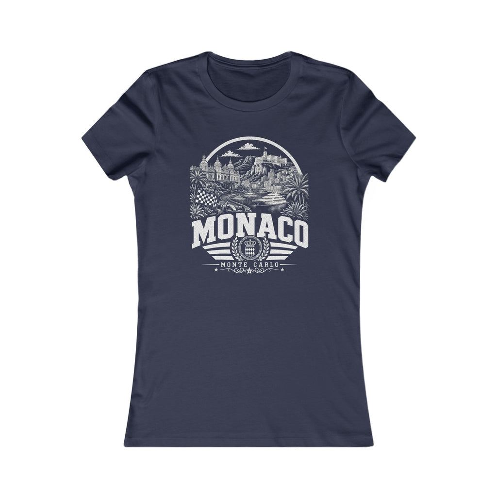 Monaco vintage landmarks women's tee — iconic landmark design | Nameshi Destinations (view 5)
