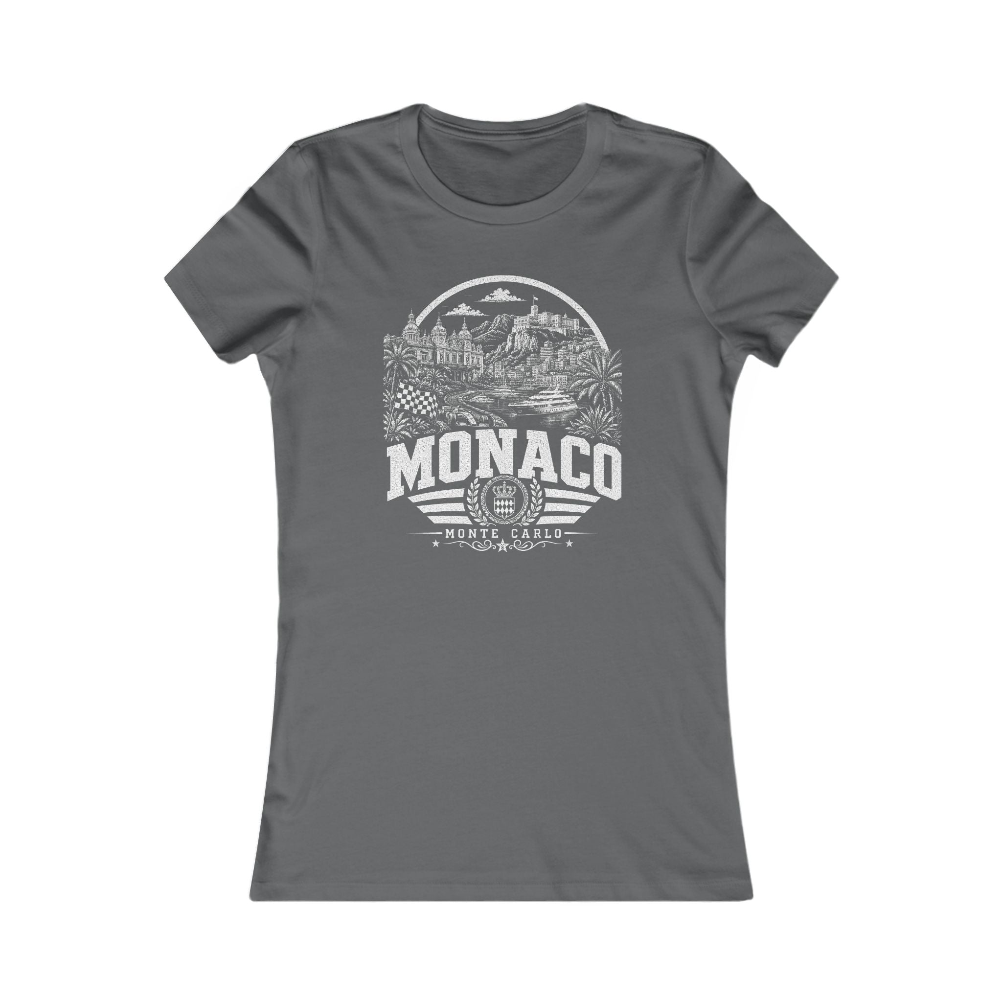 Monaco vintage landmarks women's tee — iconic landmark design | Nameshi Destinations (view 11)