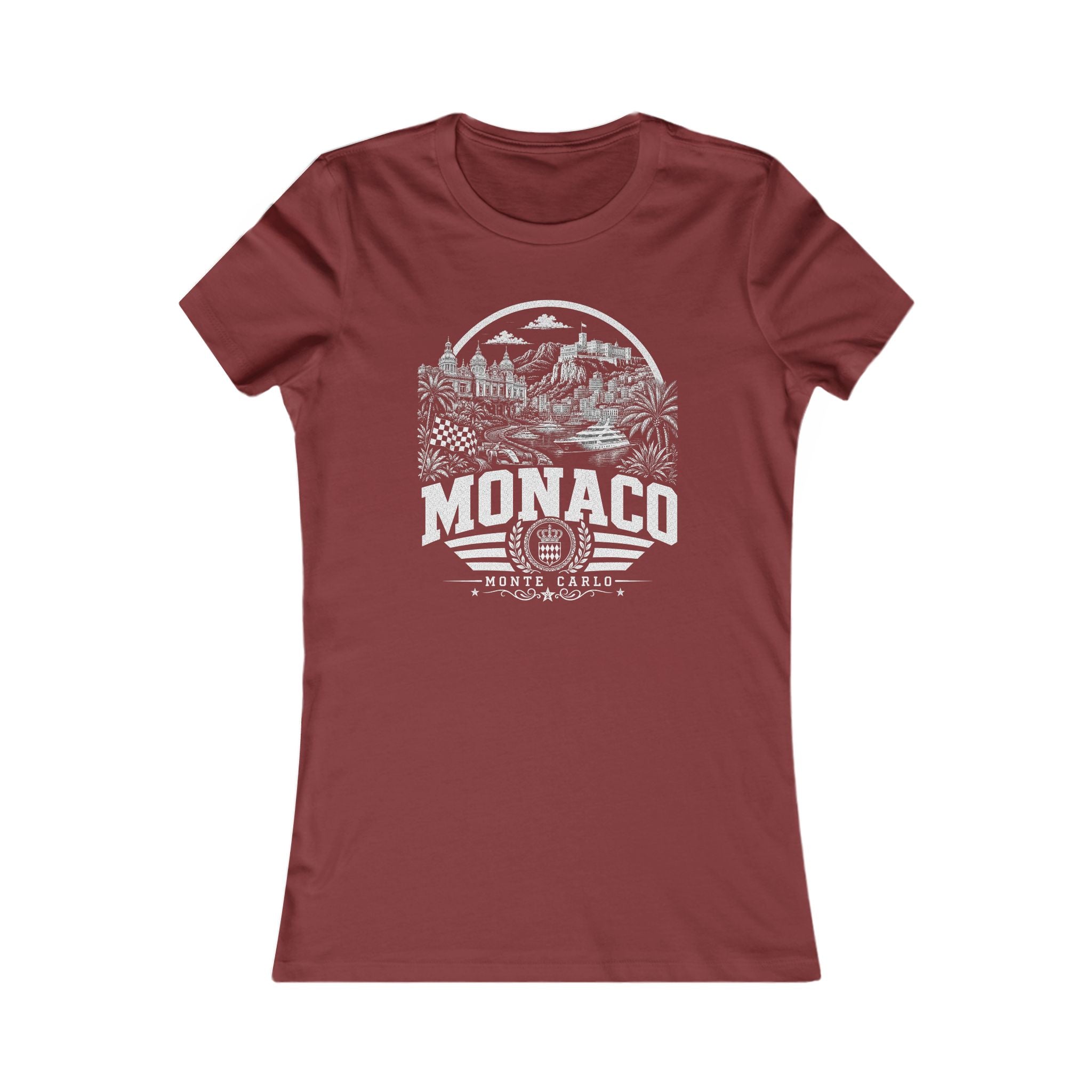 Monaco vintage landmarks women's tee — iconic landmark design | Nameshi Destinations (view 15)
