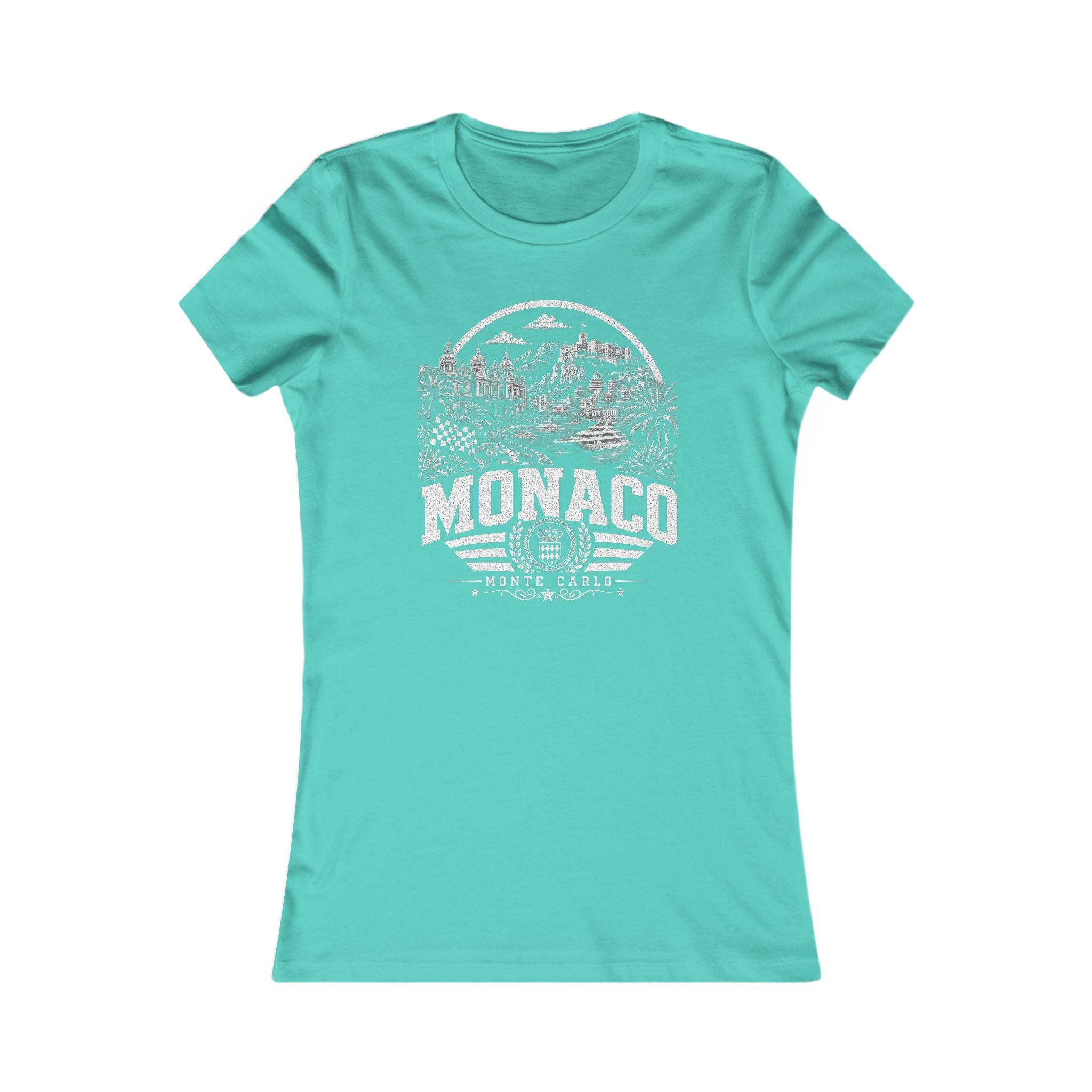 Monaco vintage landmarks women's tee — iconic landmark design | Nameshi Destinations (view 14)