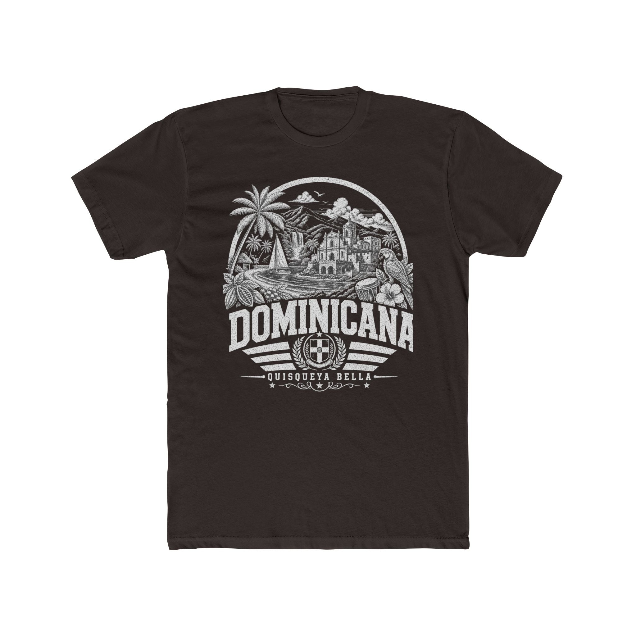 República Dominicana vintage landmarks men's tee — iconic landmark design | Nameshi Destinations (view 1)