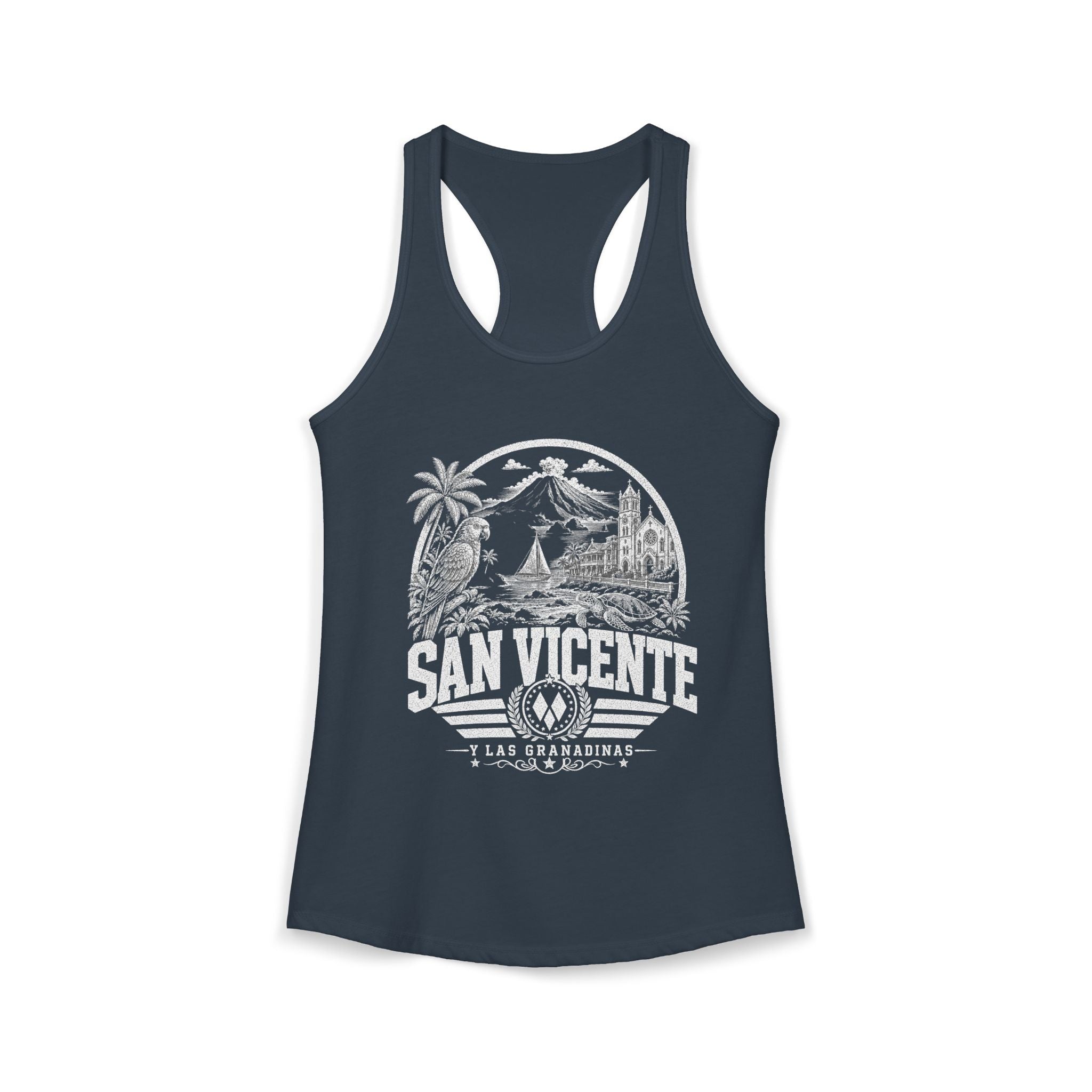 San Vicente vintage landmarks tank top — iconic landmark design | Nameshi Destinations (view 9)