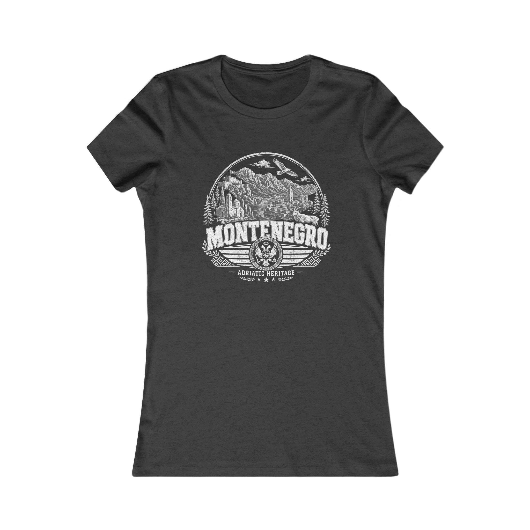 Montenegro vintage landmarks women's tee — iconic landmark design | Nameshi Destinations (view 4)