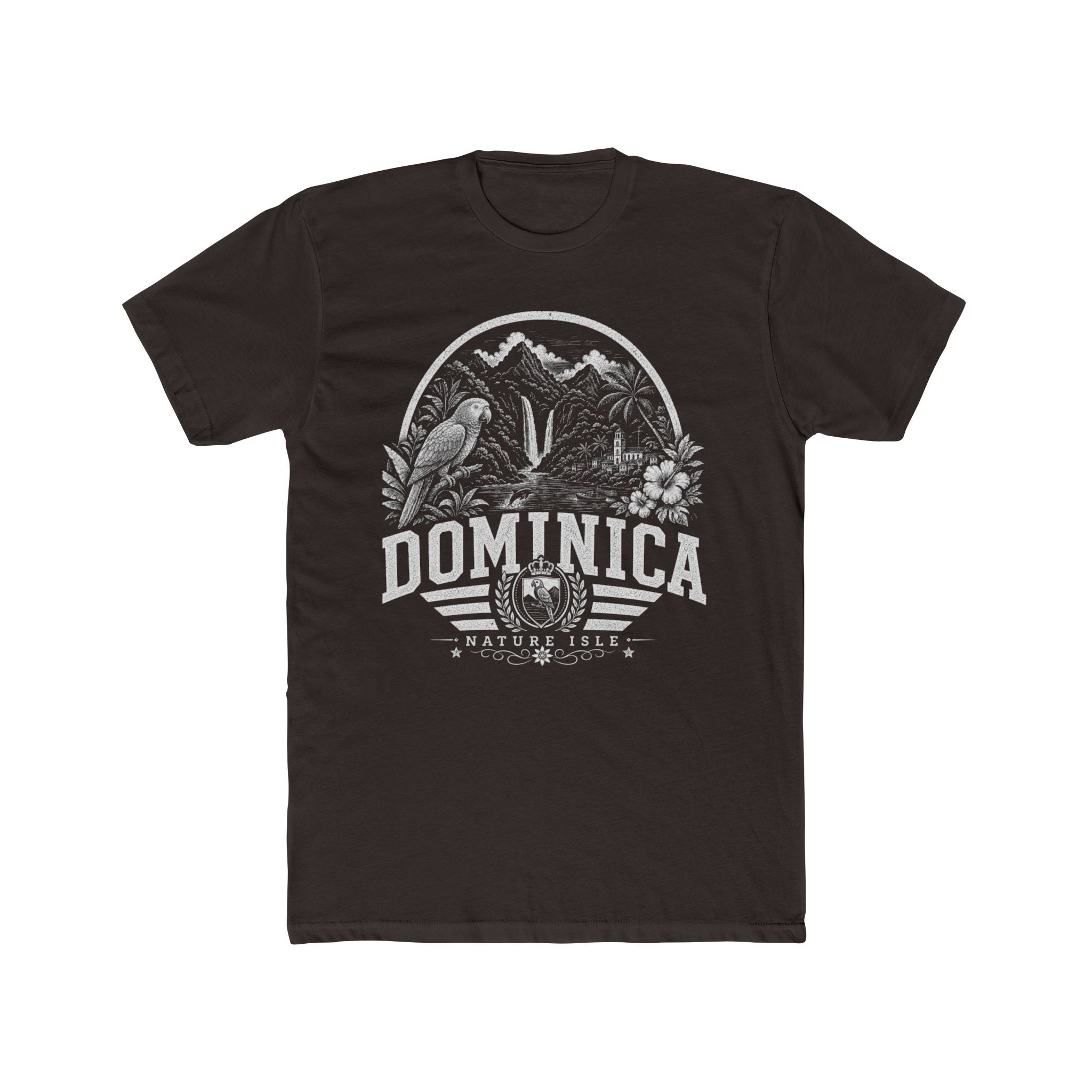 Dominica vintage landmarks men's tee — iconic landmark design | Nameshi Destinations (view 1)