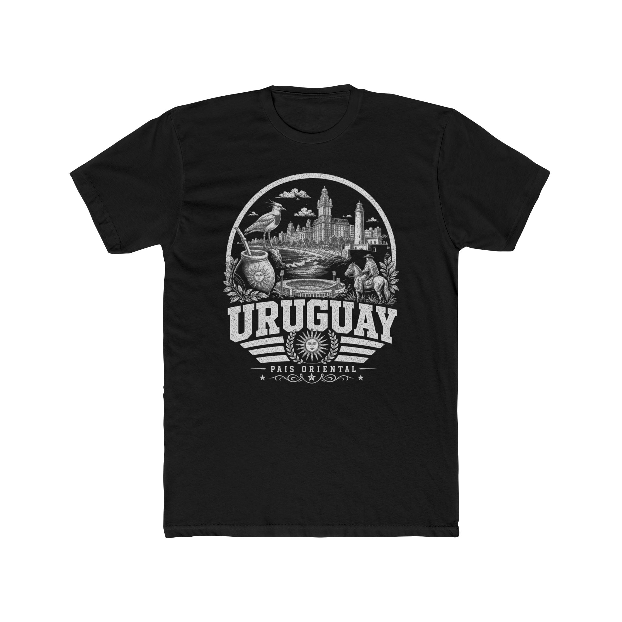 Uruguay vintage landmarks men's tee — iconic landmark design | Nameshi Destinations (view 2)