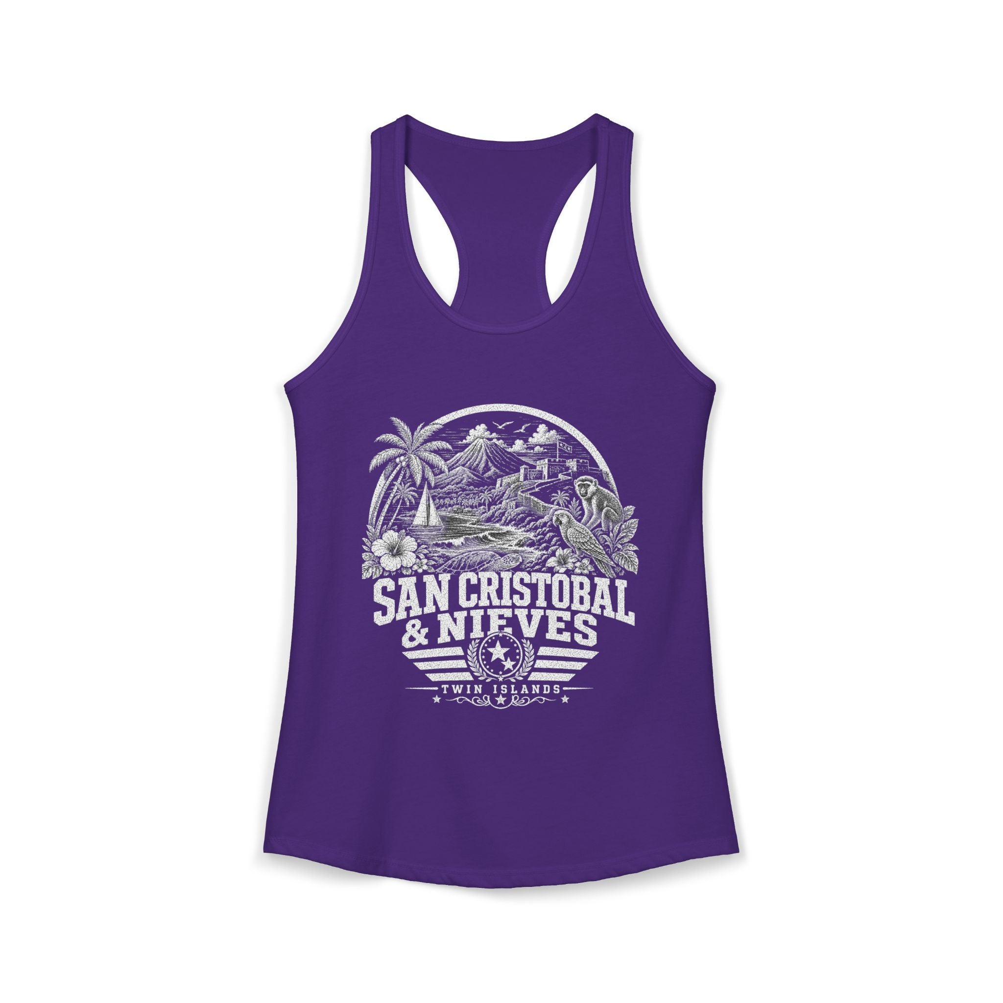 San Cristóbal y Nieves vintage landmarks tank top — iconic landmark design | Nameshi Destinations (view 13)