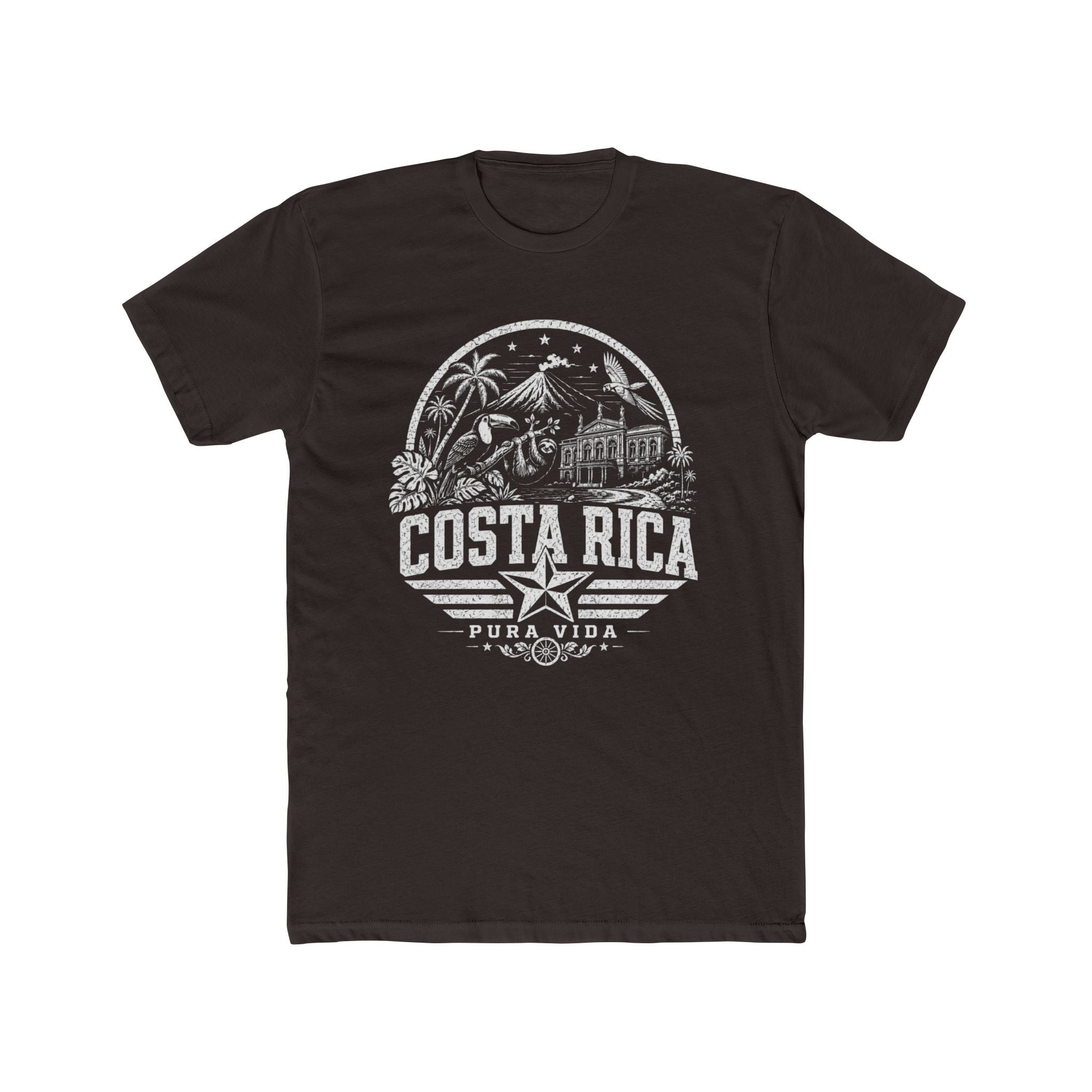 Costa Rica vintage landmarks men's tee — iconic landmark design | Nameshi Destinations (view 2)