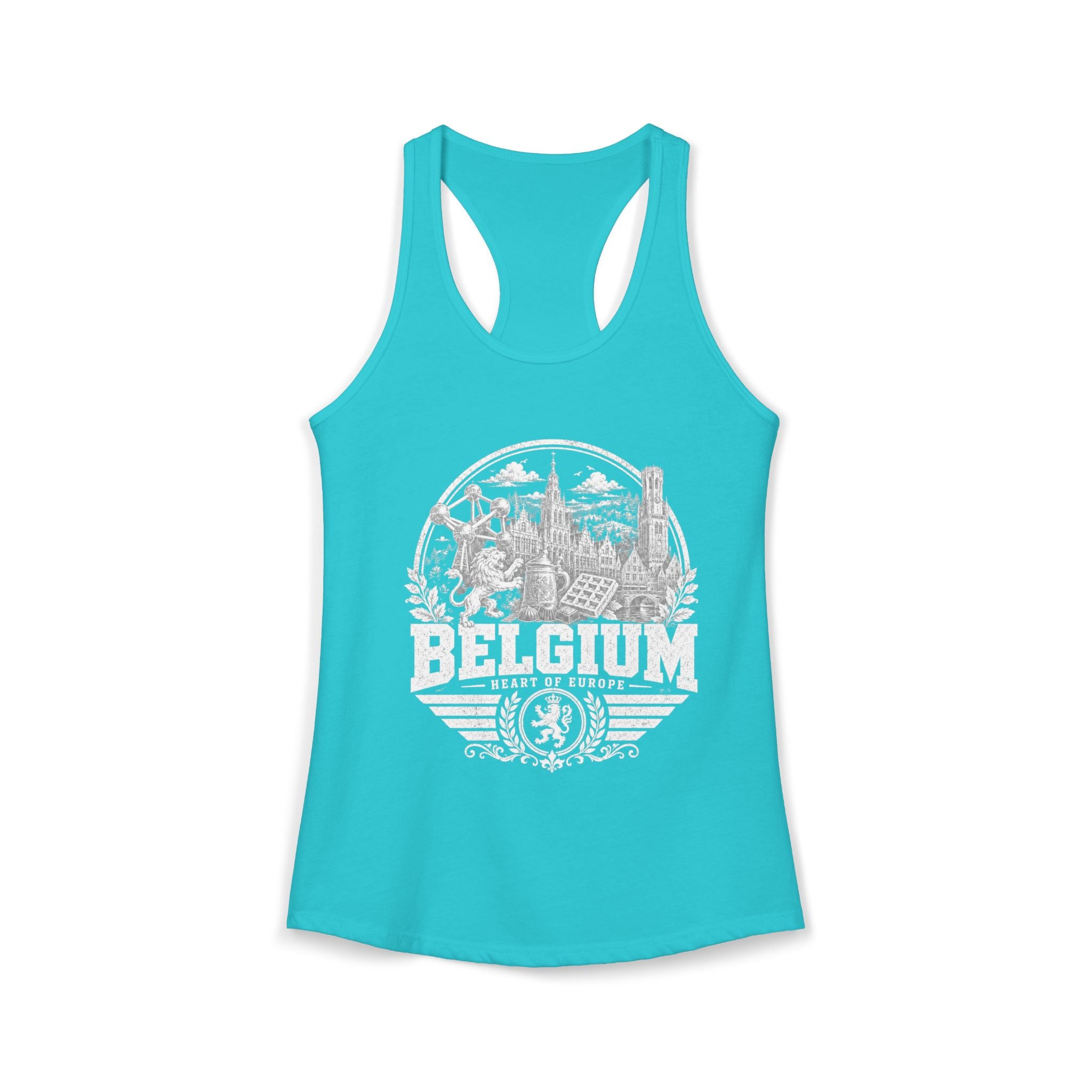 Belgium vintage landmarks tank top — iconic landmark design | Nameshi Destinations (view 8)