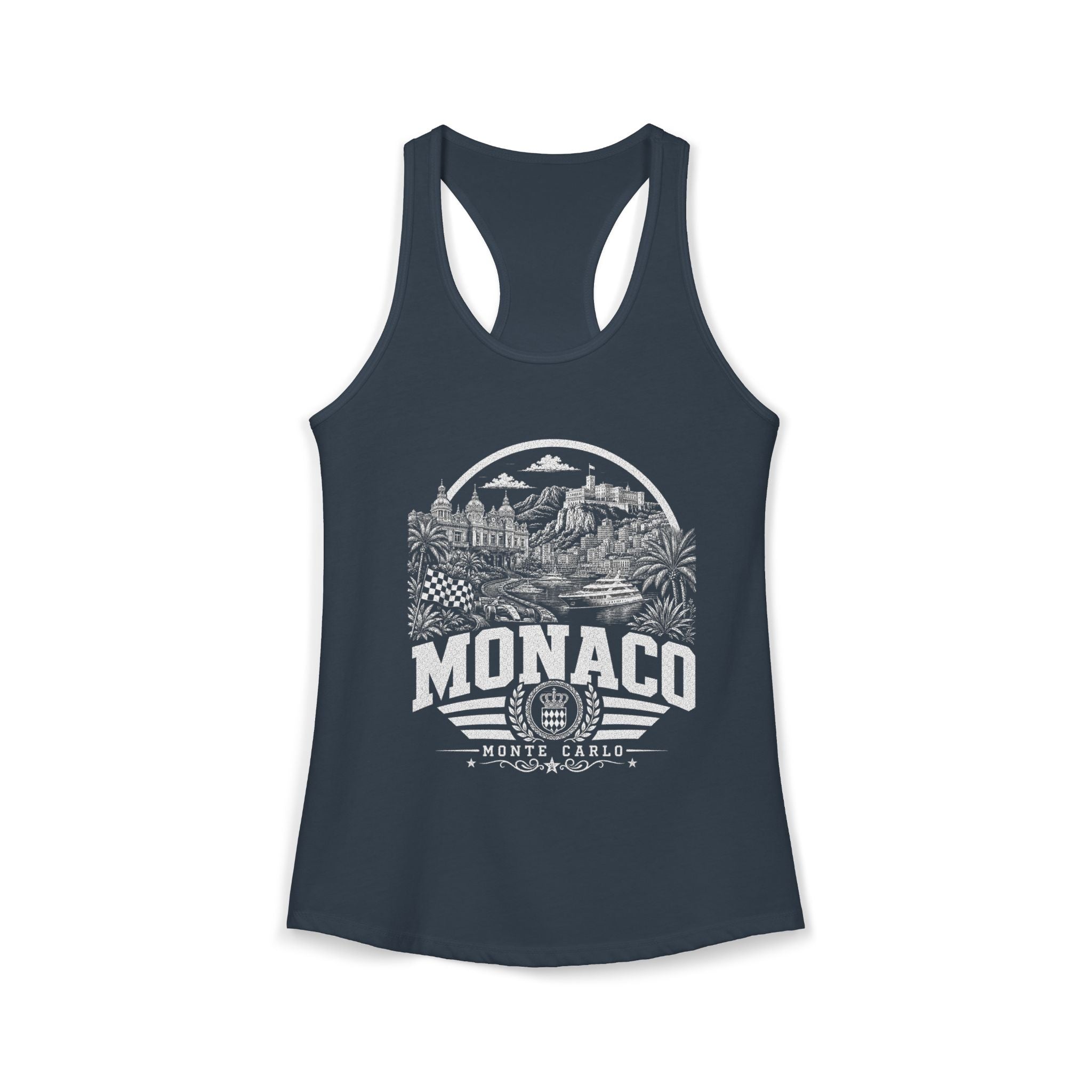 Monaco vintage landmarks tank top — iconic landmark design | Nameshi Destinations (view 9)