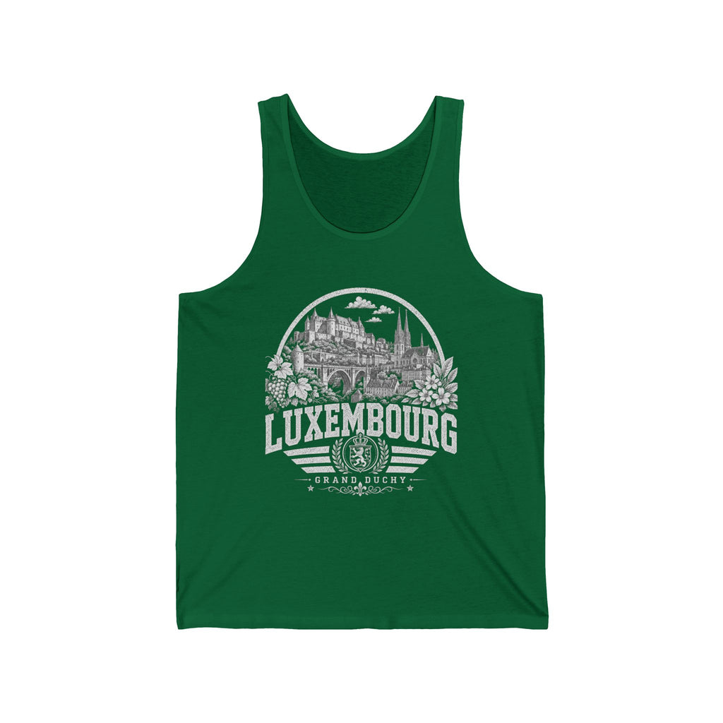 Luxembourg vintage landmarks men's tank top — iconic landmark design | Nameshi Destinations (view 4)