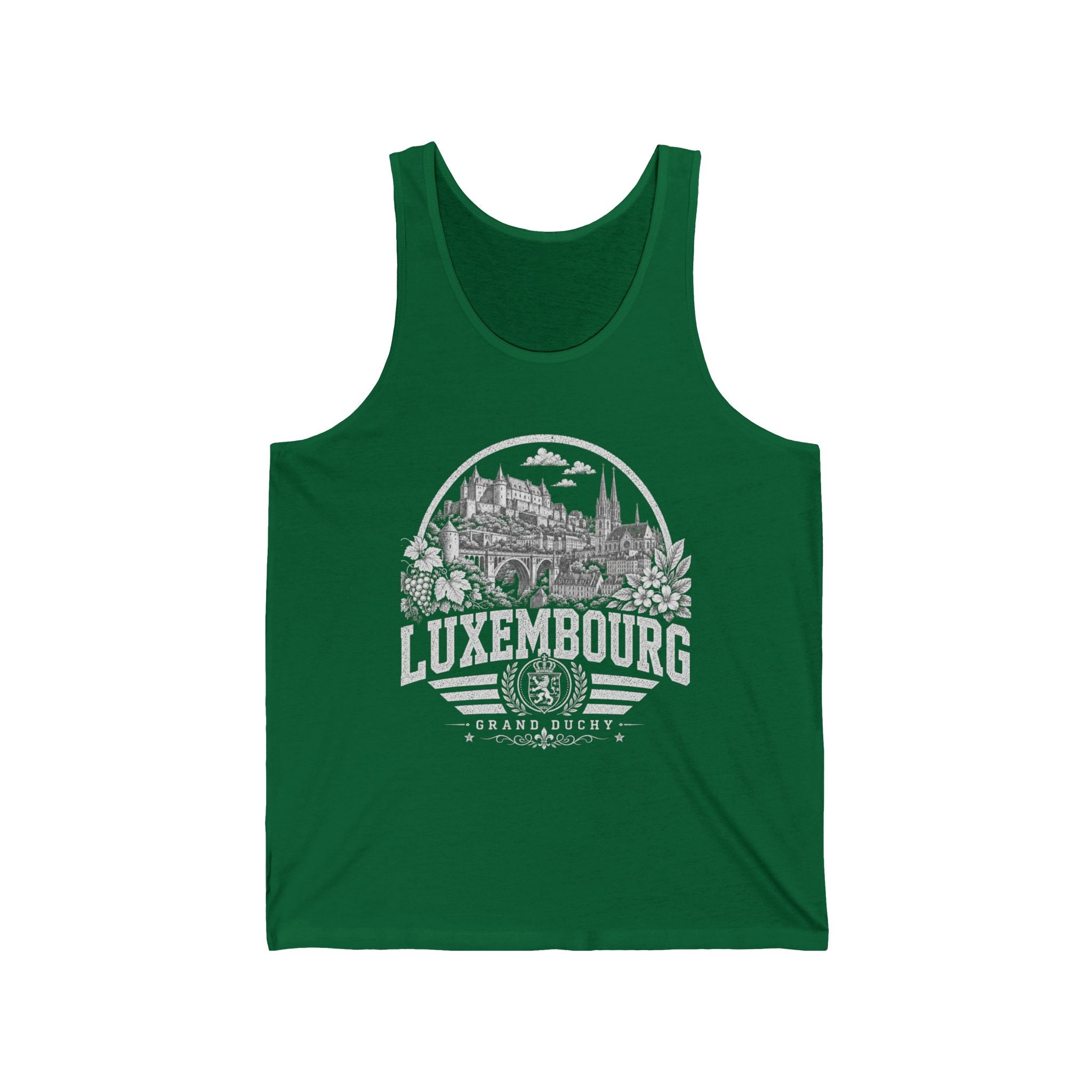 Luxembourg vintage landmarks men's tank top — iconic landmark design | Nameshi Destinations (view 4)